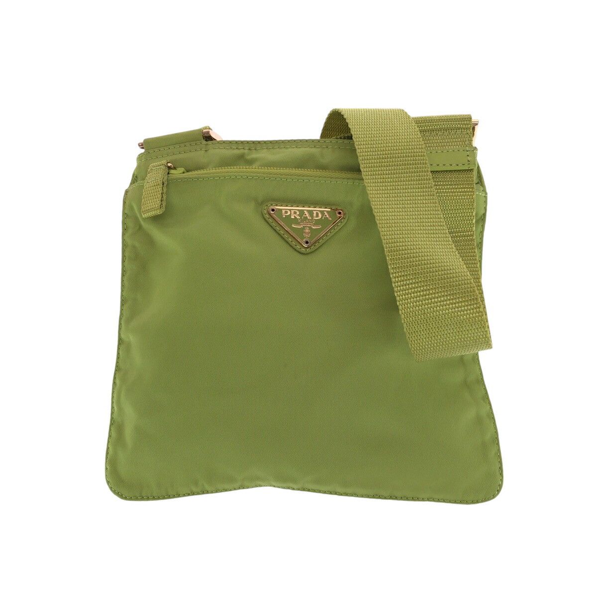 Prada Prada Tessuto Triangle Logo Plate Nylon Shoulder Bag Others Crossbody Bag in Green, Women's