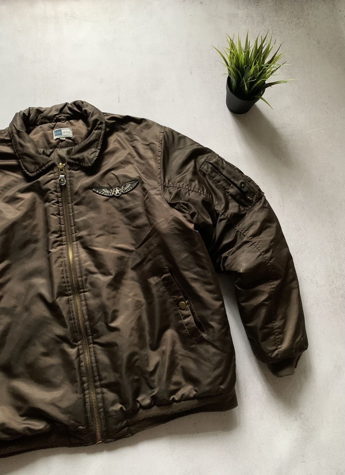 Vintage Vintage Bomber Jacket MA-1 Aviator Brown Baggy 90s Size US XXL / EU 58 / 5 - 2 Thumbnail