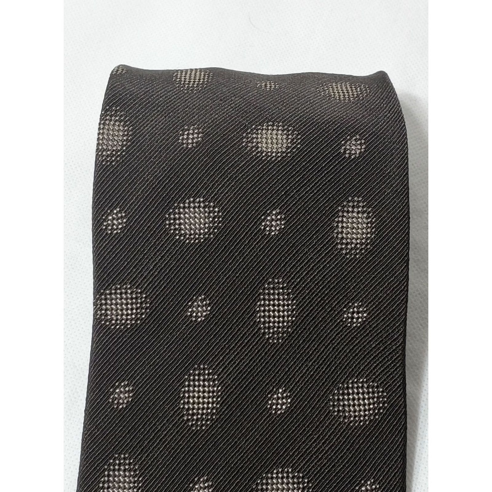 Giorgio Armani Giorgio Armani Men's Tie Brown Grey Classic 58" 65% Silk Dots Pattern Size ONE SIZE - 6 Thumbnail