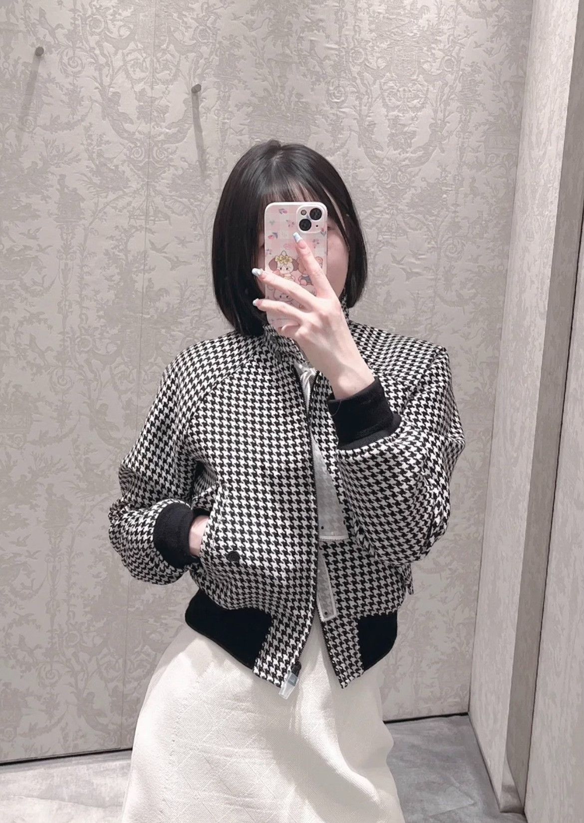 Dior Dior Houndstooth Short Jacket with Back Logo Size S / US 4 / IT 40 - 1 Thumbnail