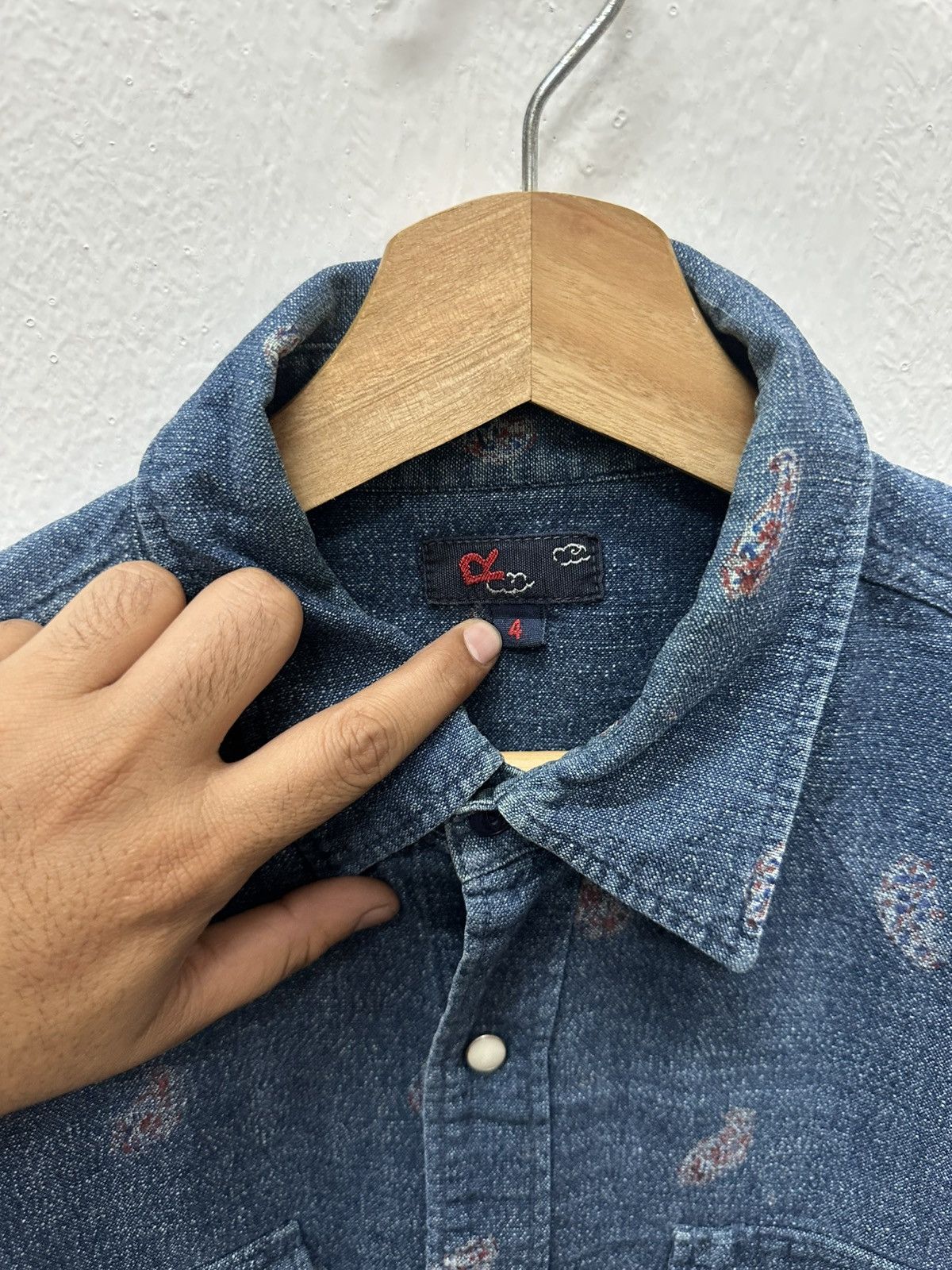 45rpm 45R/45RPM☆Indigo Dyed Paisley L/S Western Snap Button Size US M / EU 48-50 / 2 - 4 Thumbnail