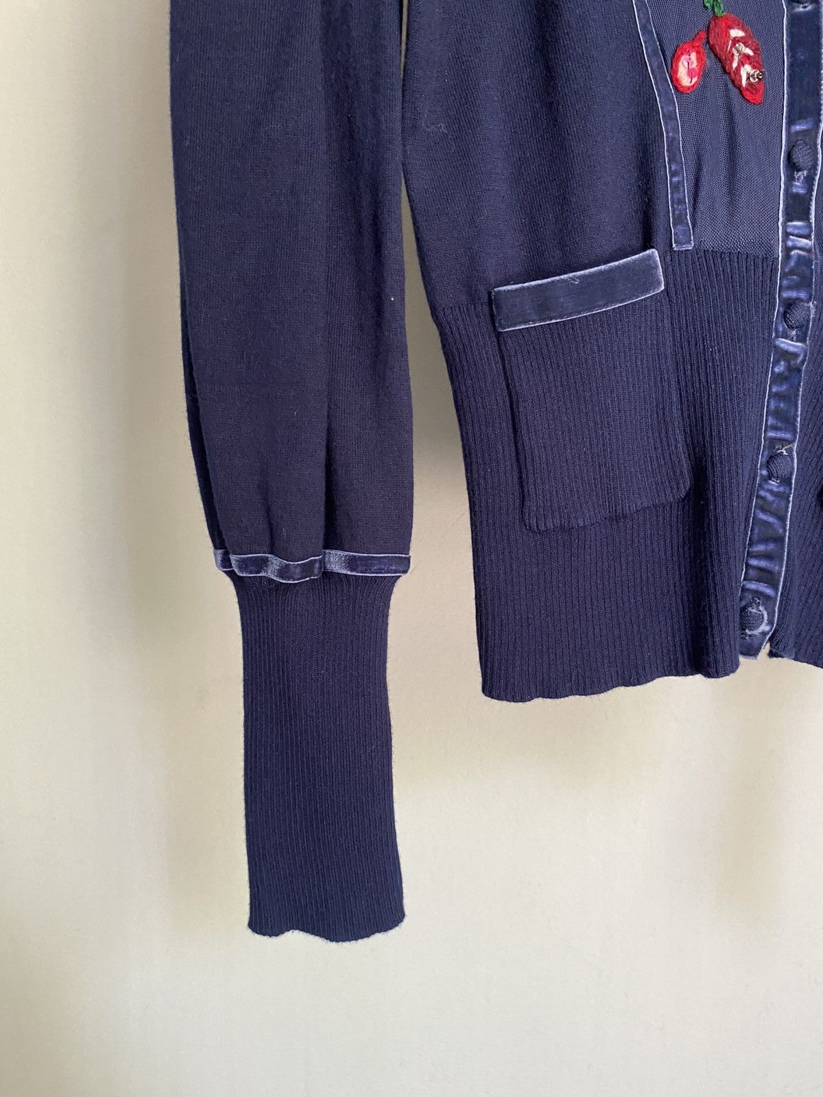Kenzo KENZO Blue V-Neck Cardigan with Embroidered Trim. Size ONE SIZE - 17 Thumbnail