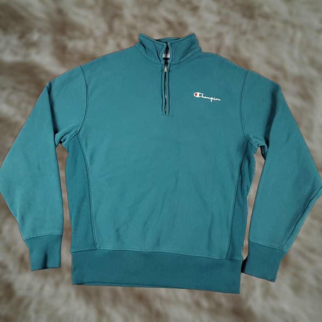 Champion Mens Champion Sweater Medium Teal 1/4 Zip Pullover Size US M / EU 48-50 / 2 - 1 Thumbnail