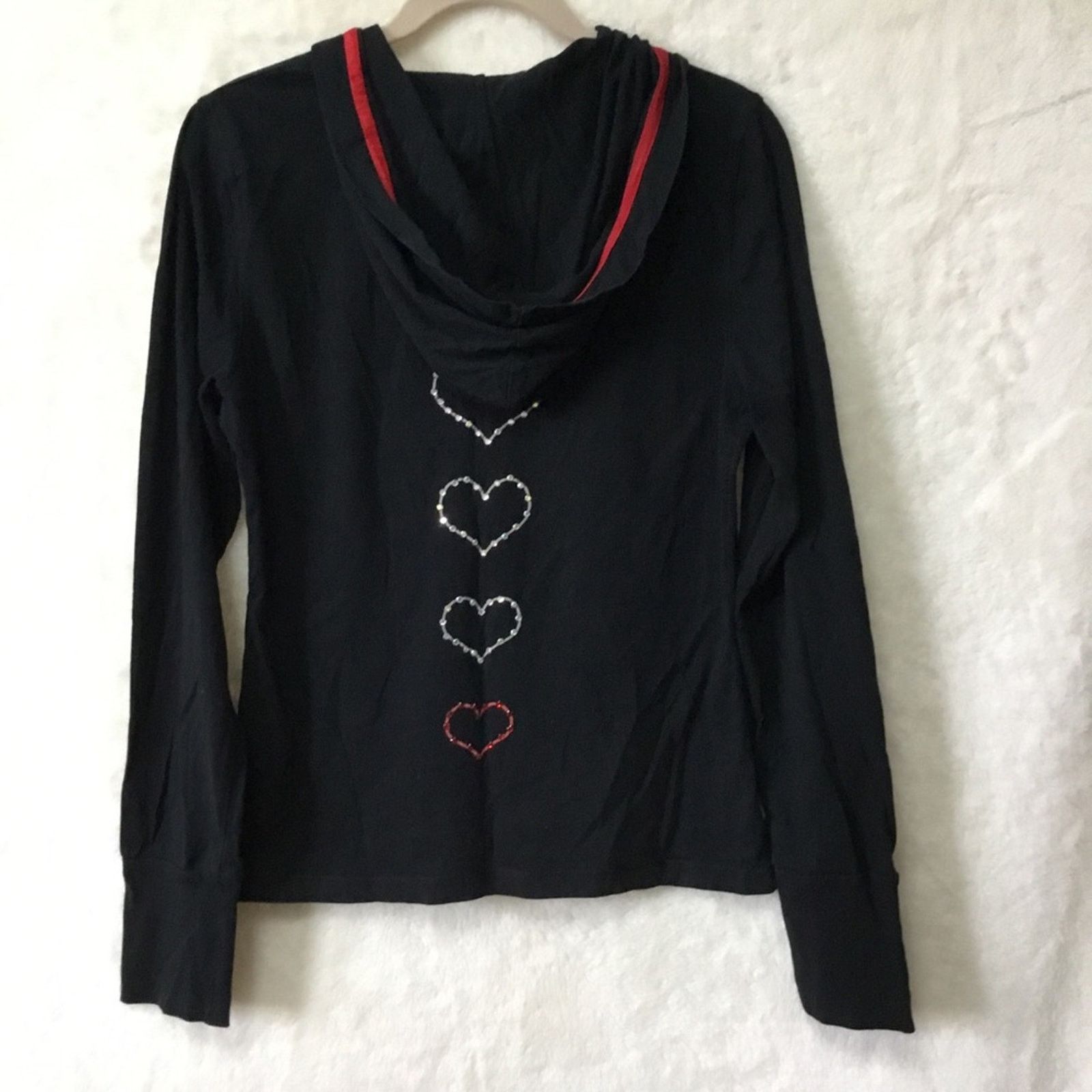 Other Black with Multi-Heart Hoodie Top Size S / US 4 / IT 40 - 6 Thumbnail
