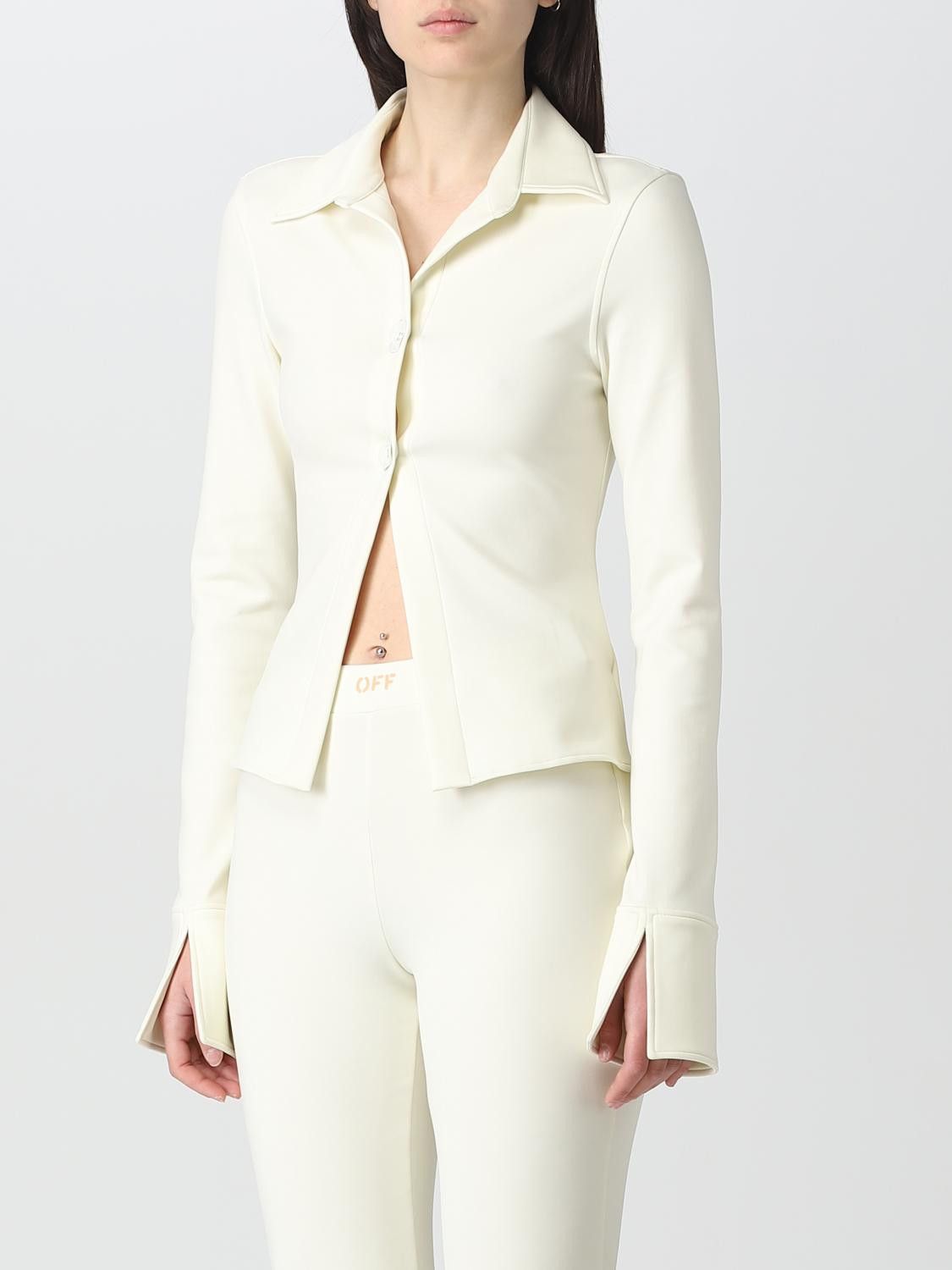 Off-White o1y1225 Solid Color Shirt in Cream Size XS / US 0-2 / IT 36-38 - 4 Thumbnail