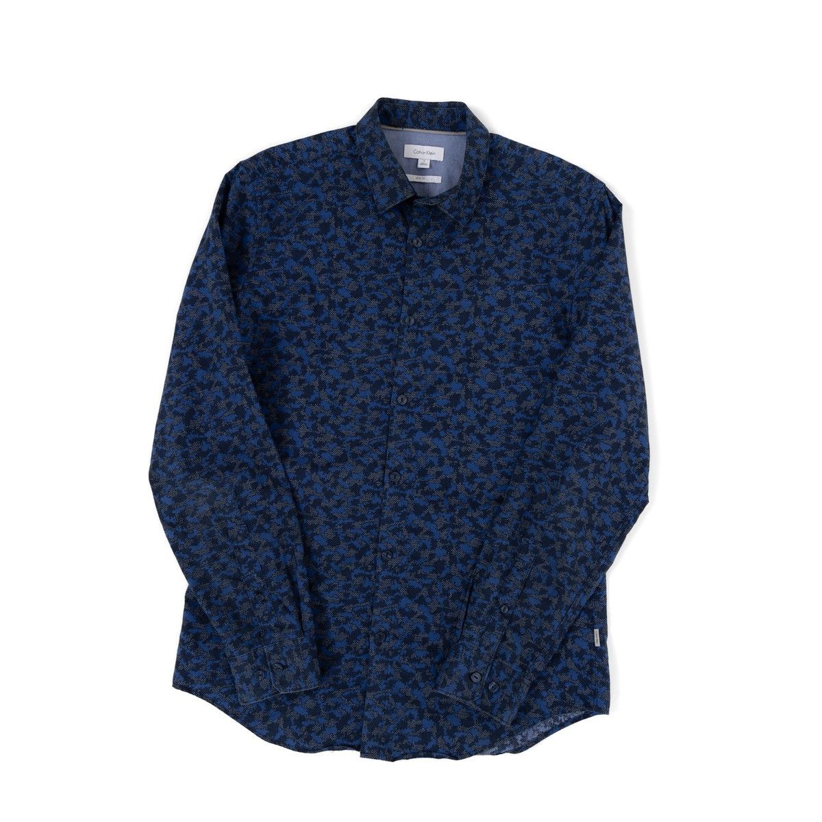 Calvin Klein Calvin Klein Mens Blue Patterned Button Up Shirt Long Sleeve Size US S / EU 44-46 / 1 - 3 Thumbnail
