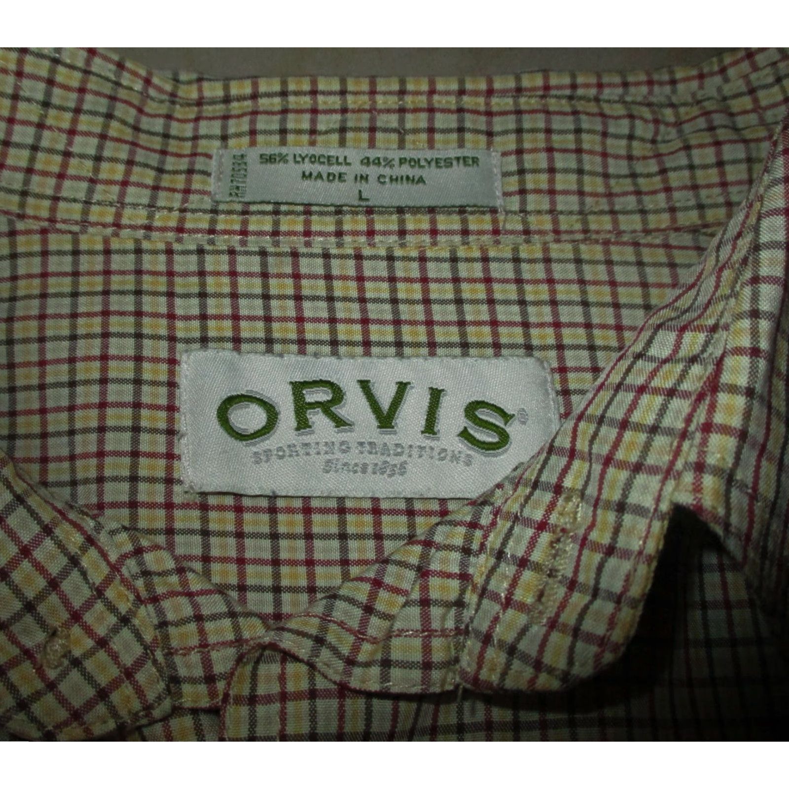Orvis Orvis Tan Checkered Lyocell Blend Long Sleeve Shirt L Mens Button-Up Casual All Seasons Vintage: No Size US L / EU 52-54 / 3 - 6 Thumbnail