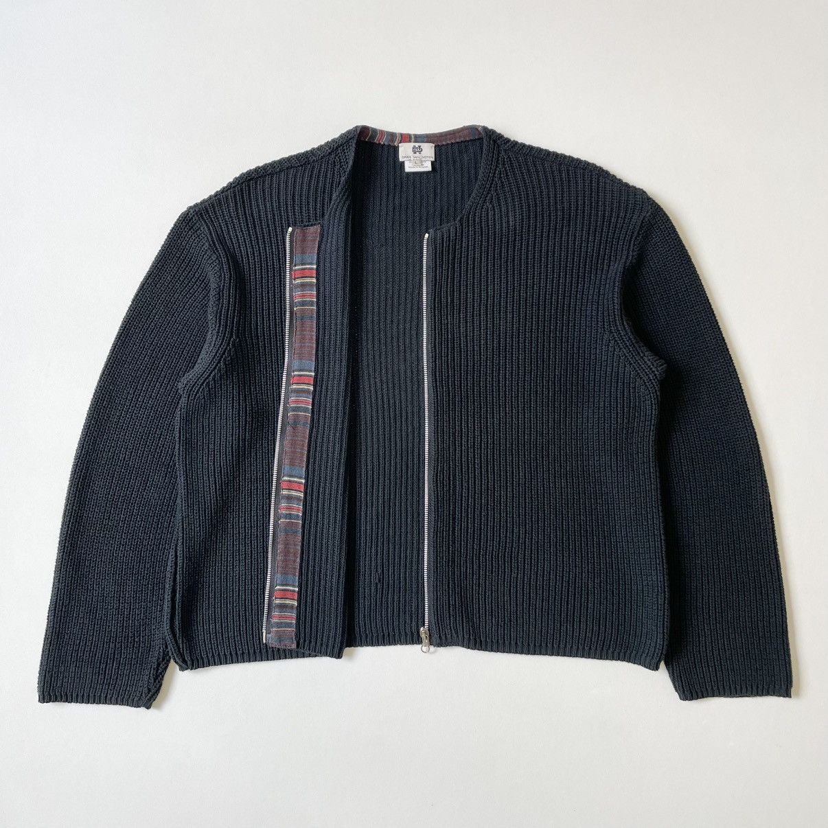 Dries Van Noten 1990s Ribbed Zip Knit Cotton Cardigan Size US L / EU 52-54 / 3 - 9 Thumbnail