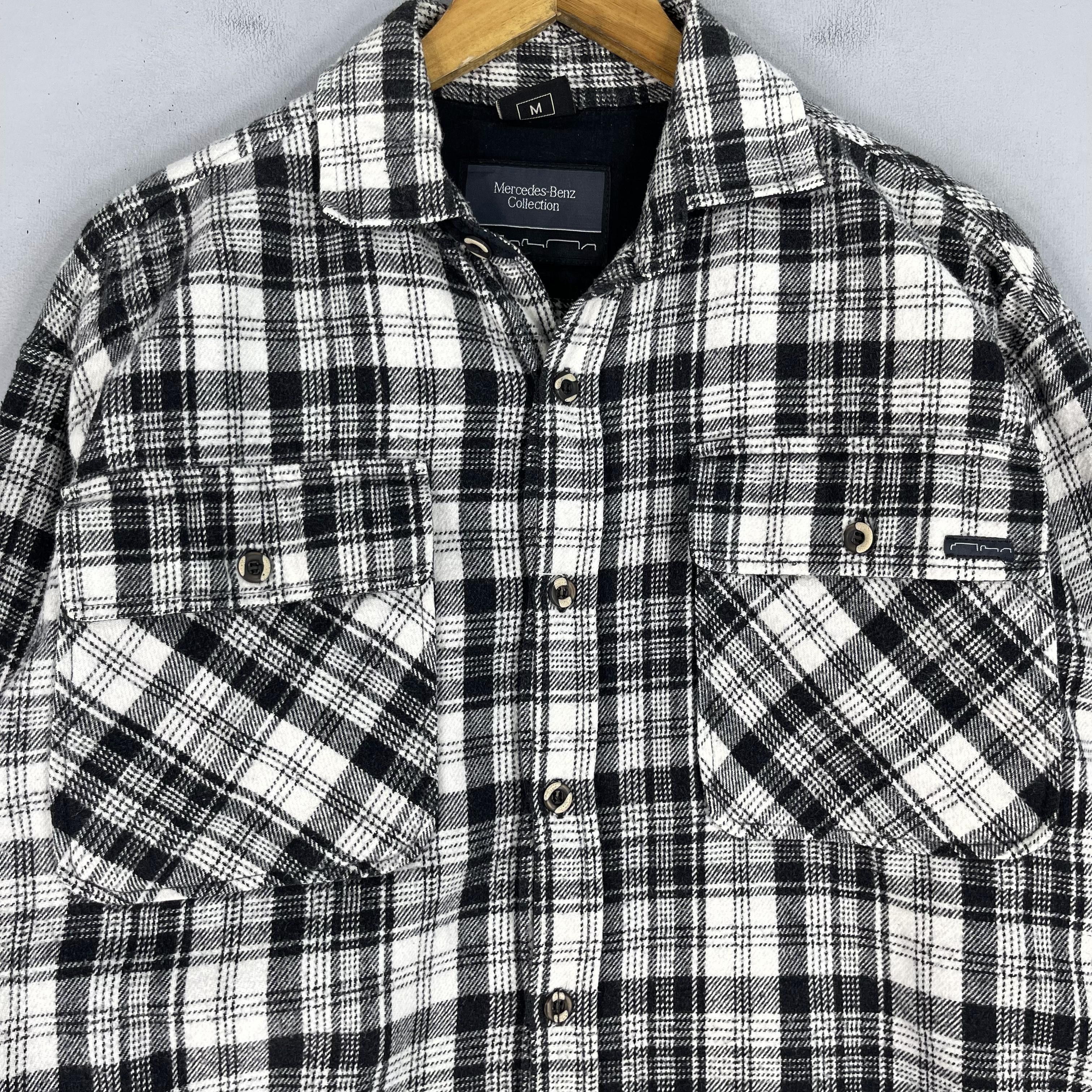 Flannel × Mercedes-Benz Vintage Plaid Checkered Tartan Button Up Flannel Shirt Size US M / EU 48-50 / 2 - 2 Thumbnail