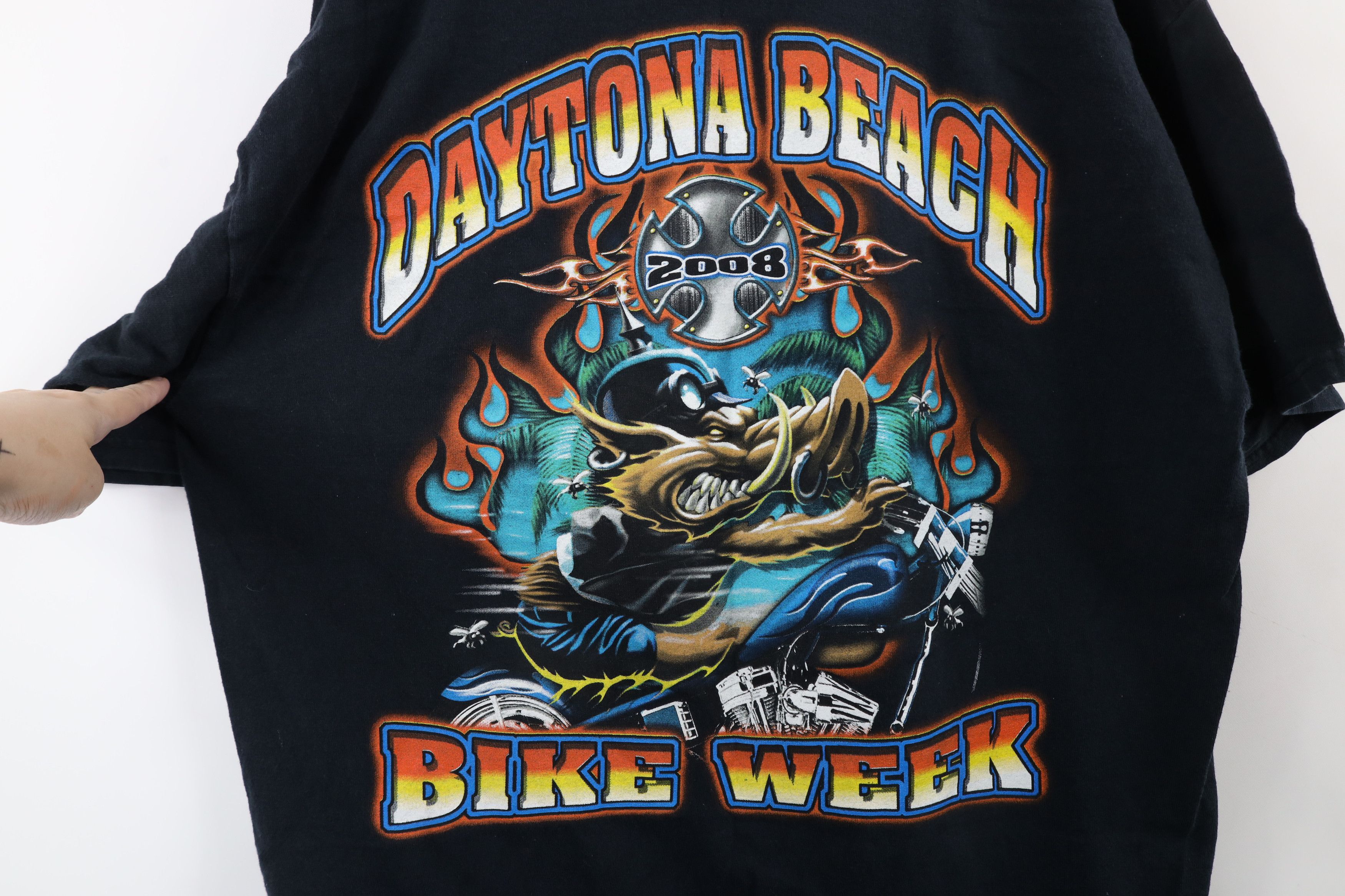 Vintage Vintage Y2K Bike Week Fire Flames Hog Motorcycle T-Shirt Size US XL / EU 56 / 4 - 6 Thumbnail
