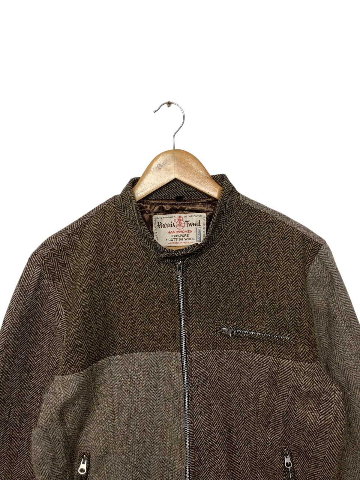 Harris Tweed Vintage 90's Harris Tweed Zipper Down Wool Jacket Size US M / EU 48-50 / 2 - 3 Thumbnail