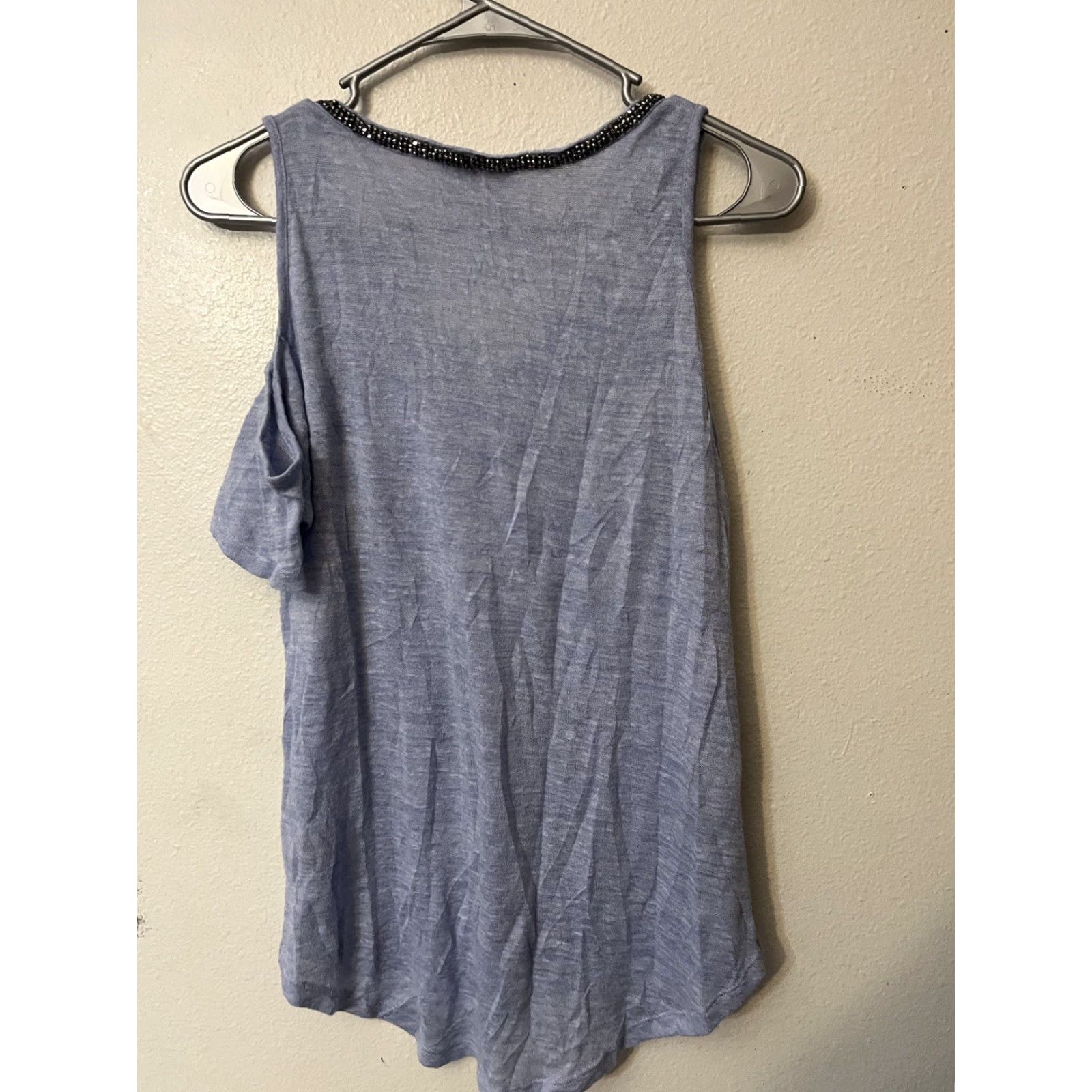 Juicy Couture VINTAGE Juicy Couture Kohls Heather Dusty Blue Cold Shoulder Beaded Neck Knit Hi Lo Med Shirt Womens Size M / US 6-8 / IT 42-44 - 3 Thumbnail