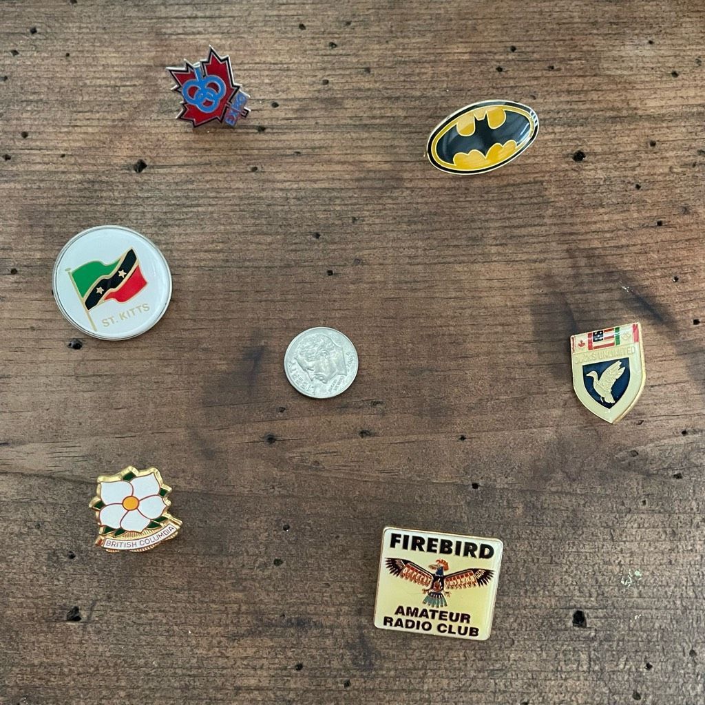 Vintage 6 Vintage Lapel Pins Batman St Kitts Firebird Amateur Radio 86 Expos Ducks Unlimited British Columbia Size ONE SIZE - 1 Thumbnail