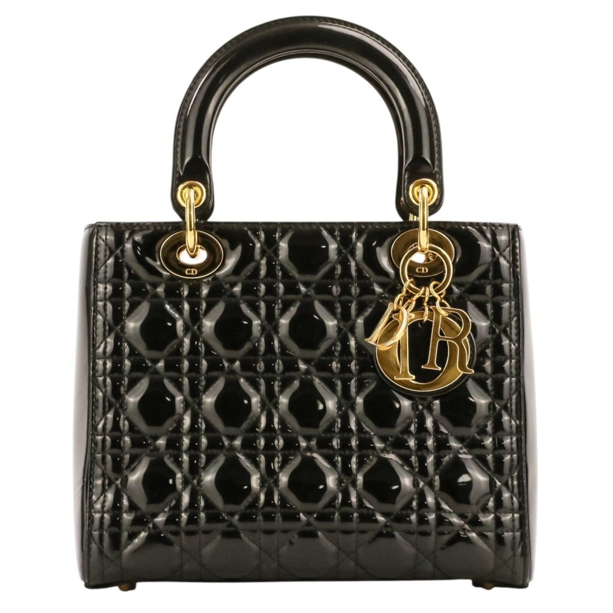 Dior Christian Dior Lady Cannage Patent Handbag 01-BO-0183 Black Women's Size ONE SIZE - 1 Thumbnail