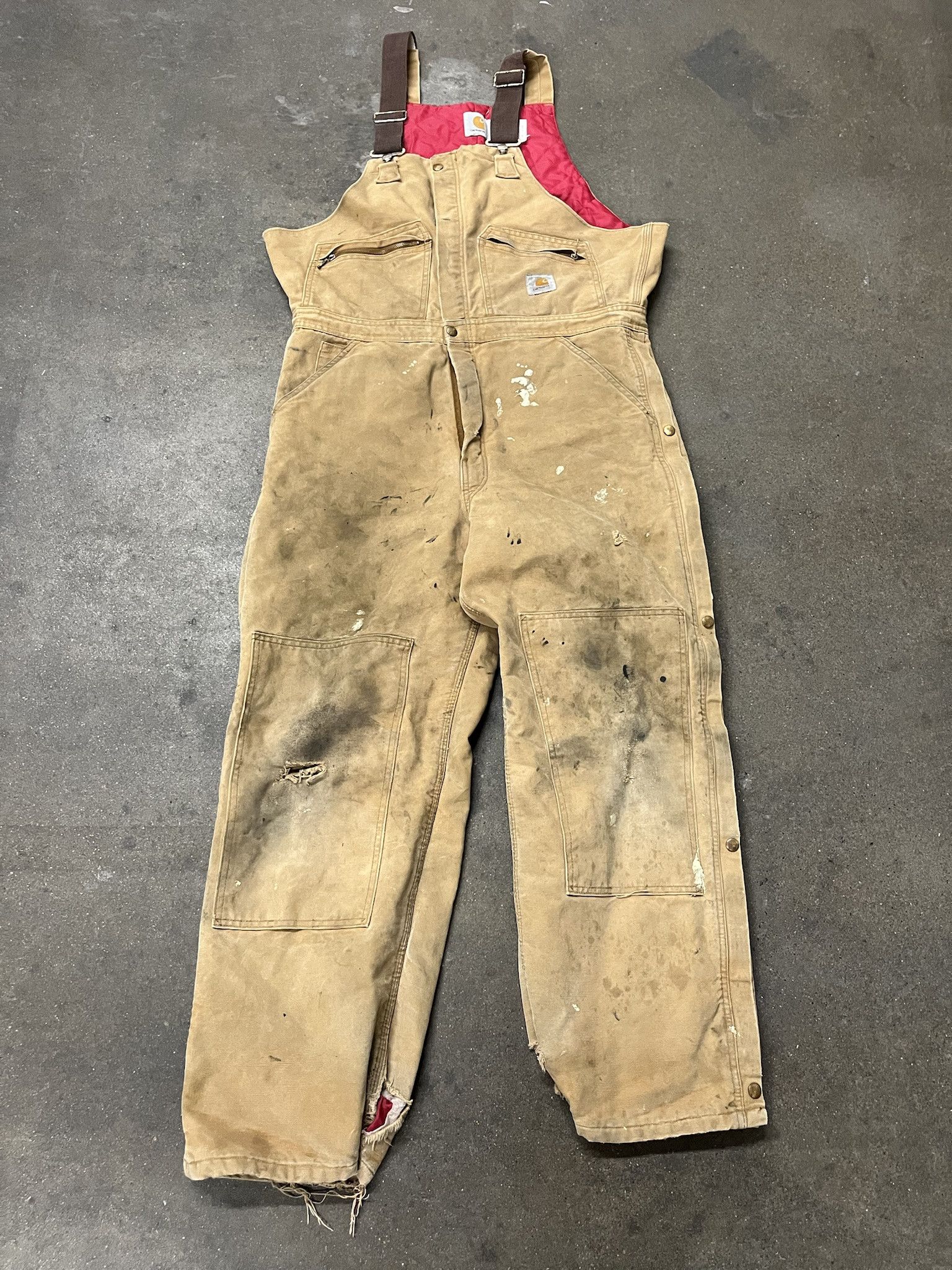 Carhartt × Vintage Vintage 1990s Carhartt Paint Distressed Canvas Heavy Quilted Workwear Overalls Size L Size US L / EU 52-54 / 3 - 1 Thumbnail