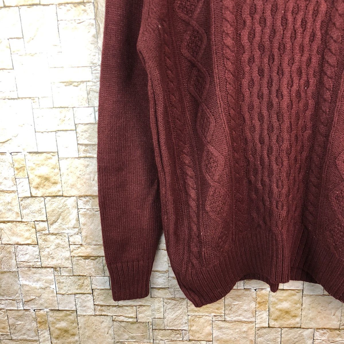 Aran Isles Knitwear × Homespun Knitwear × Japanese Brand GU Maroon Knitwear #A1192 Size US L / EU 52-54 / 3 - 7 Thumbnail