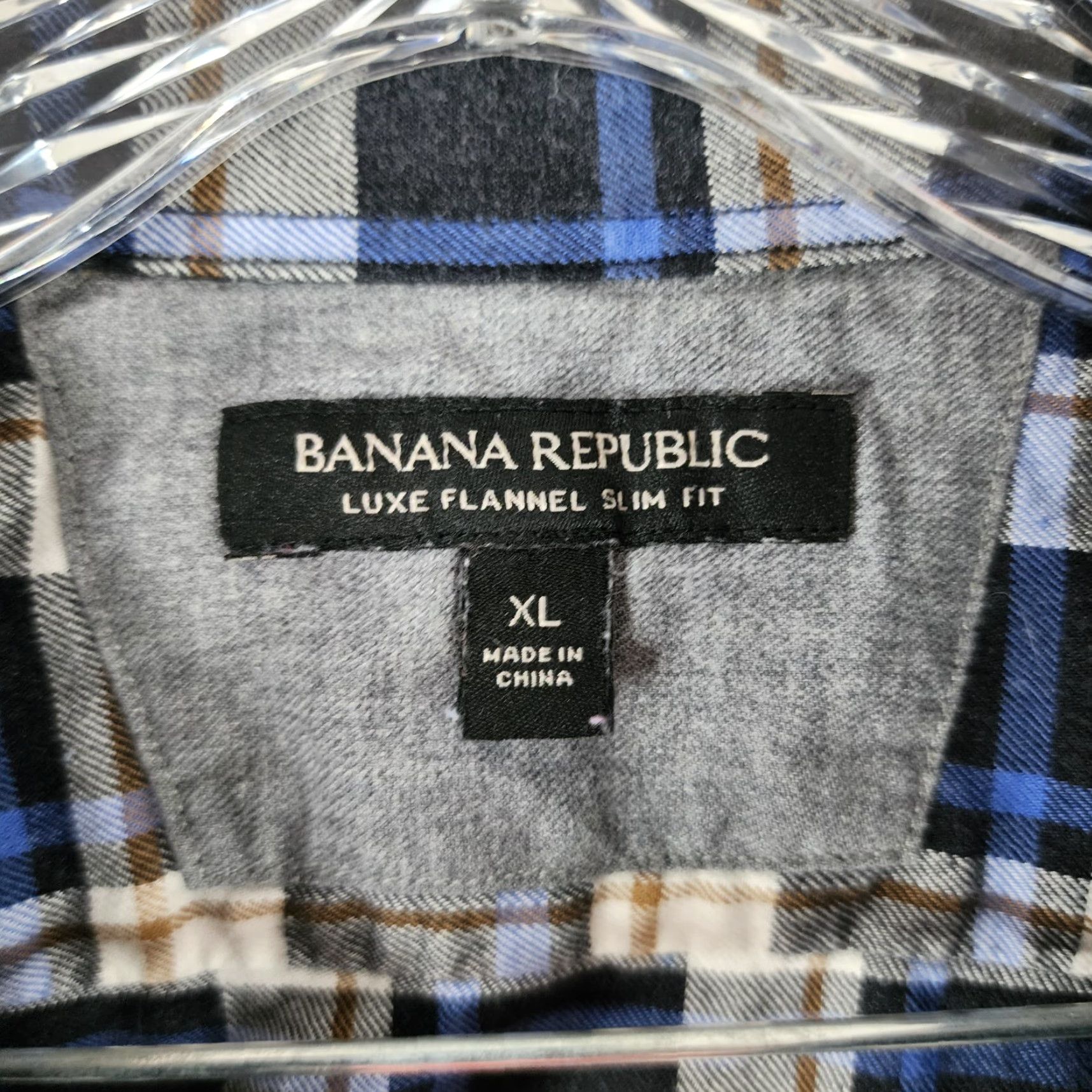 Banana Republic BANANA REPUBLIC SHIRT Men Plaid Flannel Button-Up Long Sleeve XL Blue White Regular Size Adult Mens Size US XL / EU 56 / 4 - 4 Thumbnail