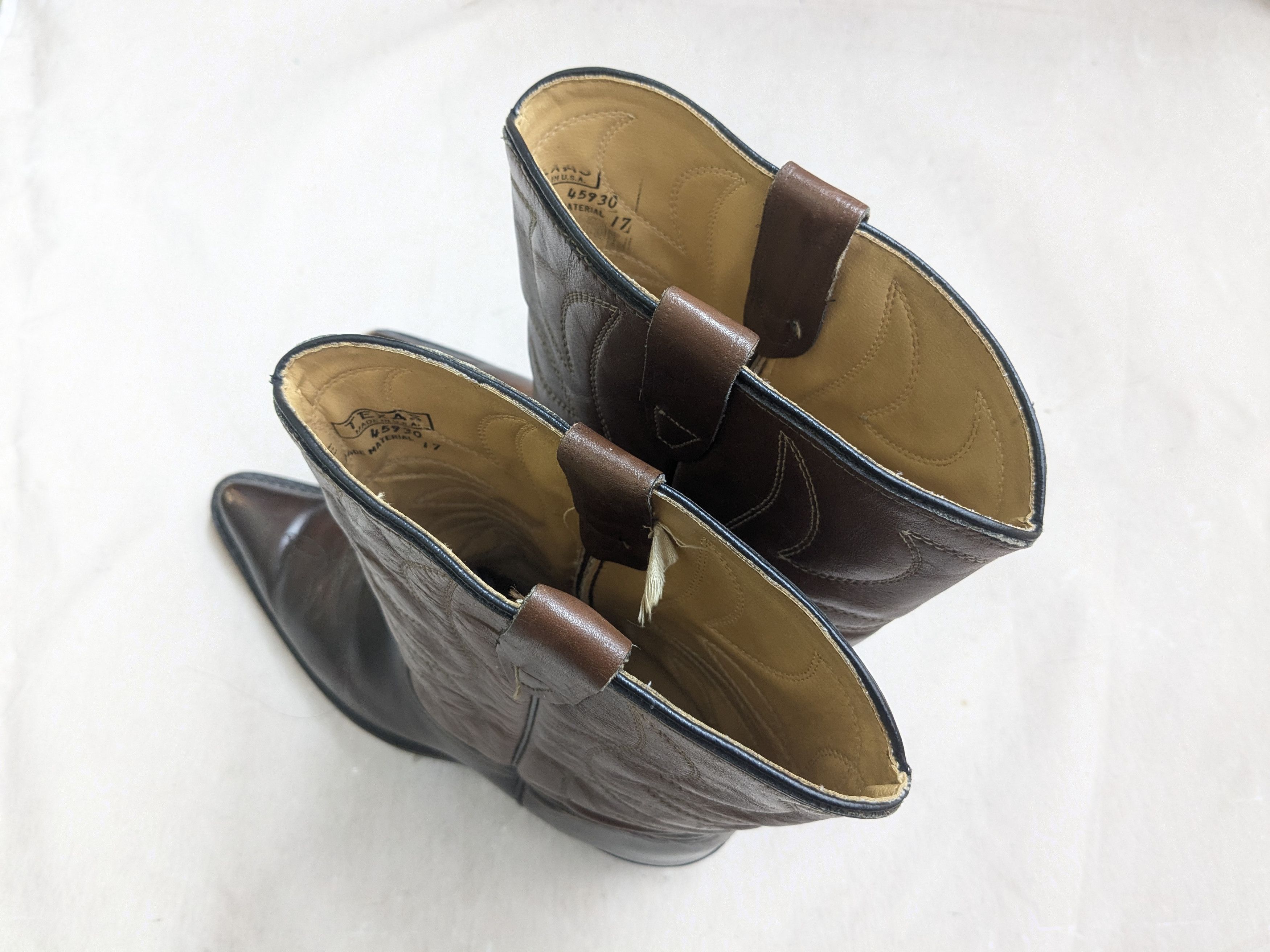 Genuine Leather Texas Cowboy Boots Brown 10.5 E Wide USA Western Size US 10.5 / EU 43-44 - 12 Thumbnail