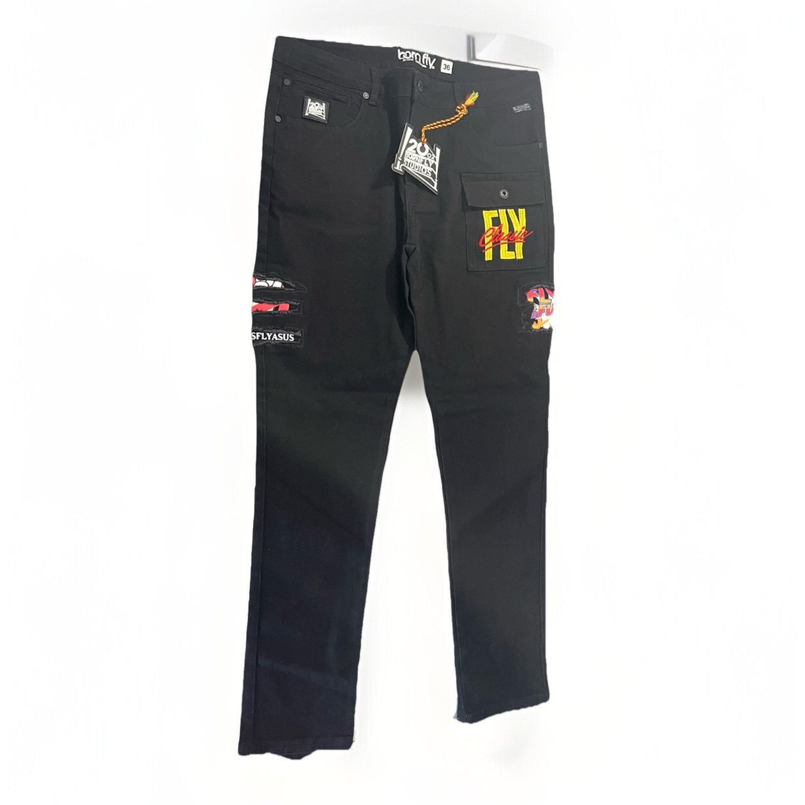 Born Fly NWT Born Fly Jeans Mens Embroidered Black Patchwork Denim Size US 36 / EU 52 - 2 Thumbnail