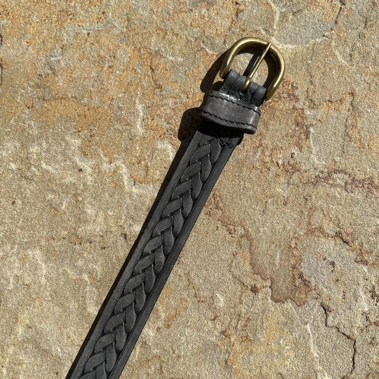 Northern Reflections Vintage 90s Black Grey Italian Leather Belt Embossed Woven Size ONE SIZE - 3 Thumbnail