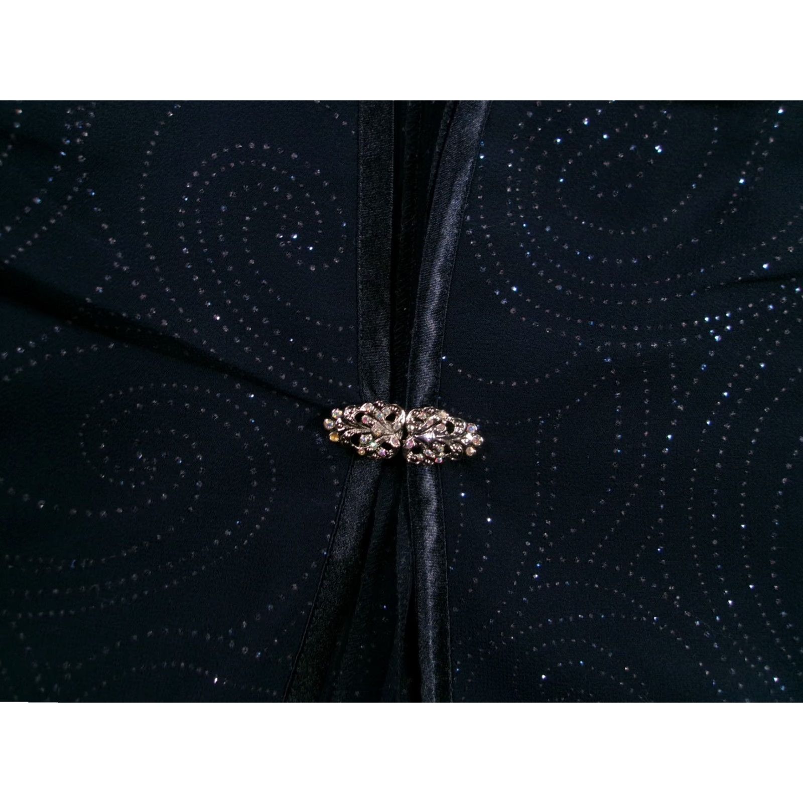 Vintage RM Richards Jacket Womens 20W Navy Sequin Swirl Evening Open Front Brooch Clasp Size 3XL / US 20-22 - 3 Thumbnail