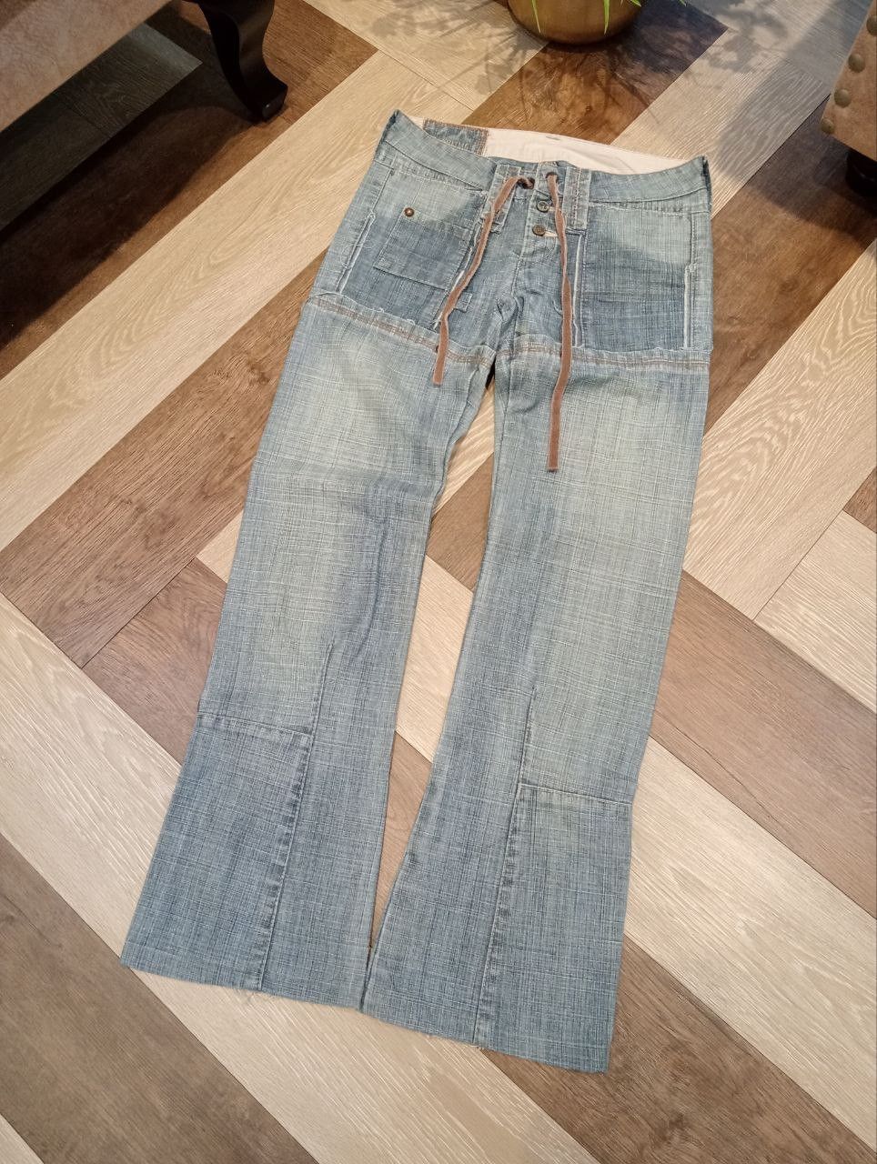 Marithe + Francois Girbaud MARITHE FRANCOIS GIRBAUD BANDAGE DENIM FLARED PANTS Size 29" - 2 Thumbnail