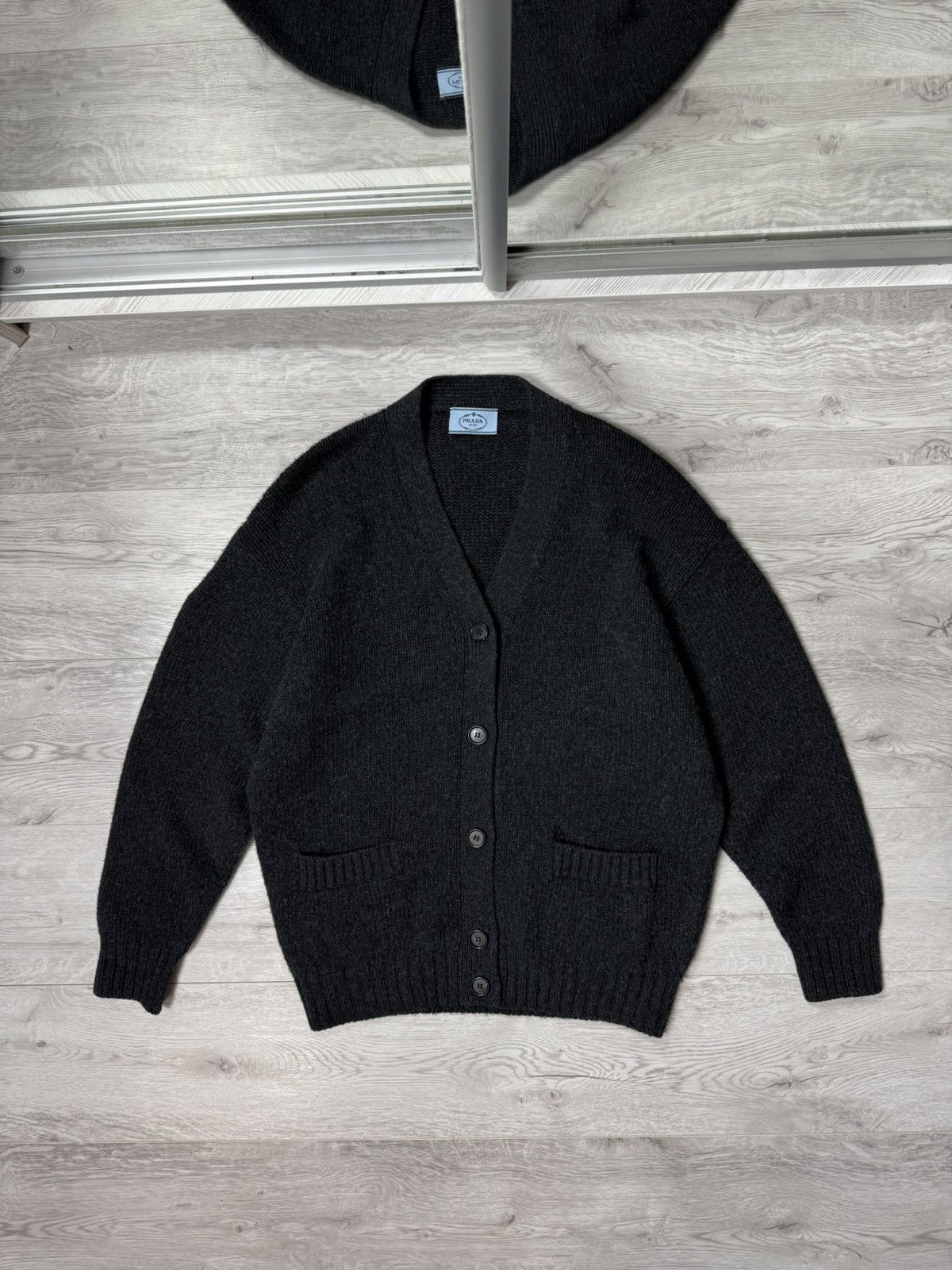 Prada Prada Knit Virgin Wool Black Cardigan Sweater | Grailed
