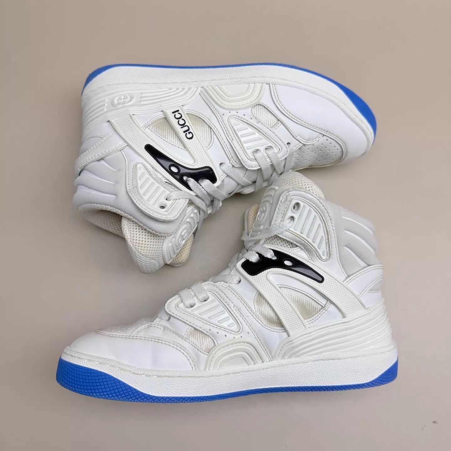 Gucci GUCCI Basket White & Blue Sneaker 35 99 New Size US 4.5 / IT 34.5 - 5 Thumbnail