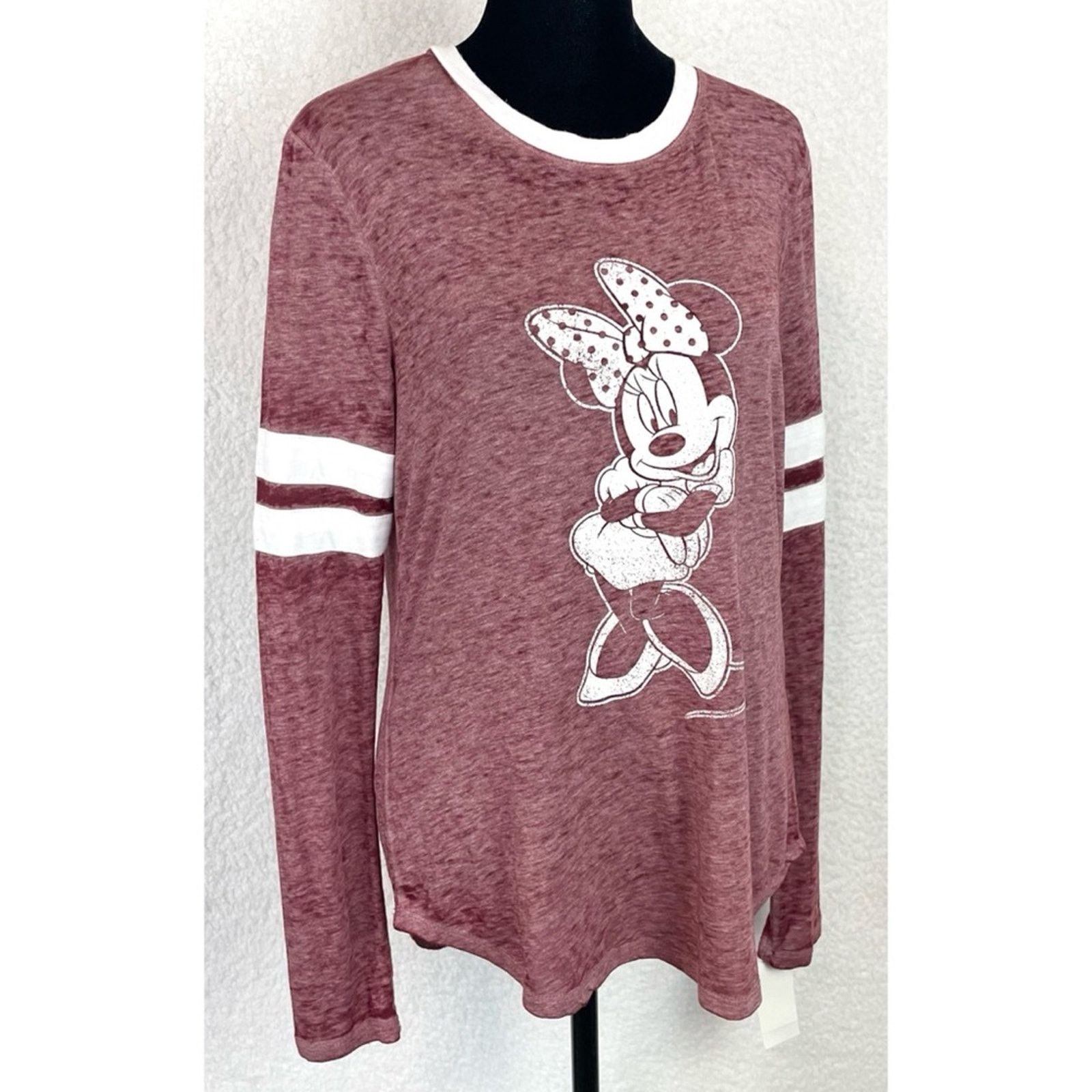 Disney (NWT) DISNEY • Maroon/White Minnie Mouse Long Sleeve Shirt Size M / US 6-8 / IT 42-44 - 9 Thumbnail