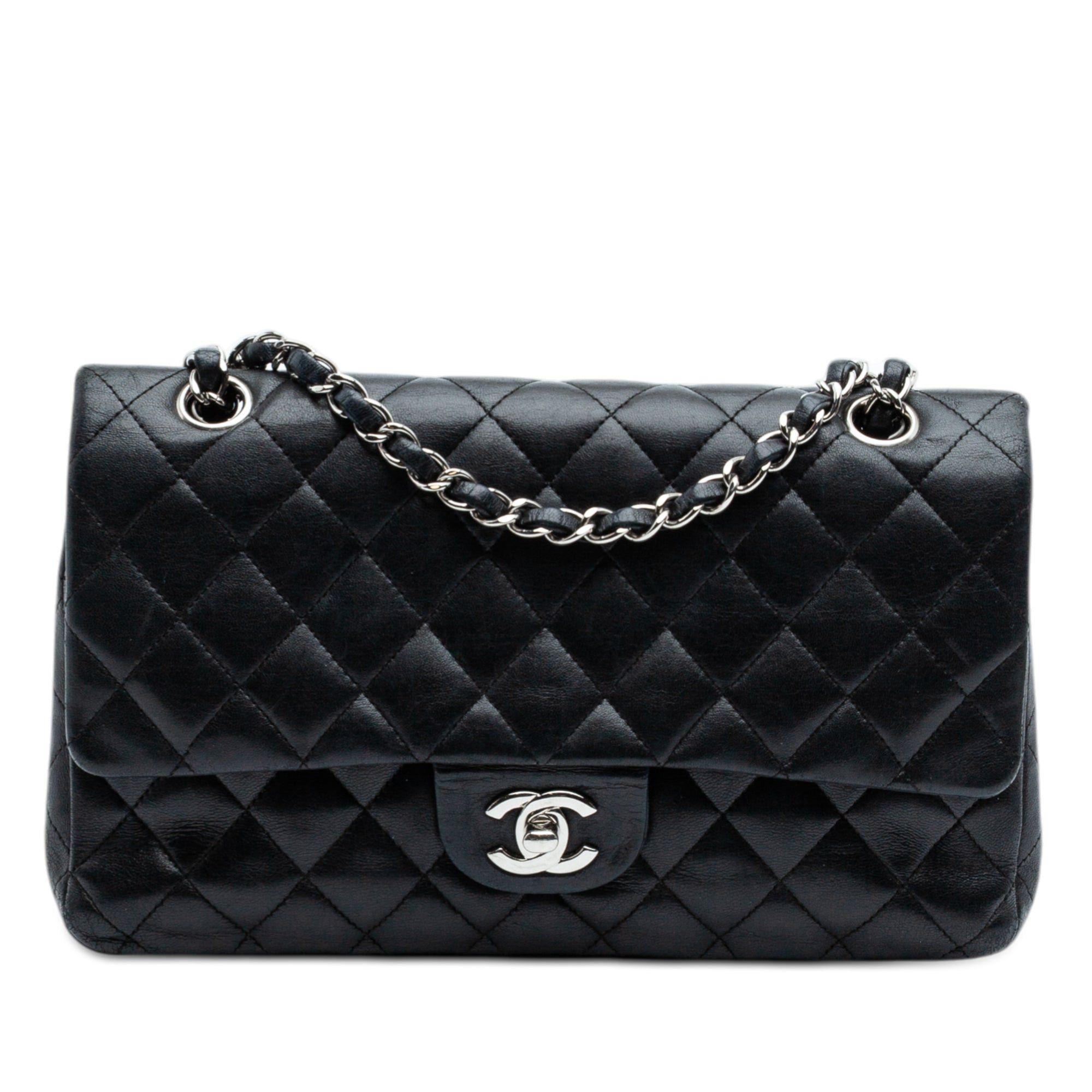 Chanel Medium Classic Lambskin Double Flap in Black, Women's