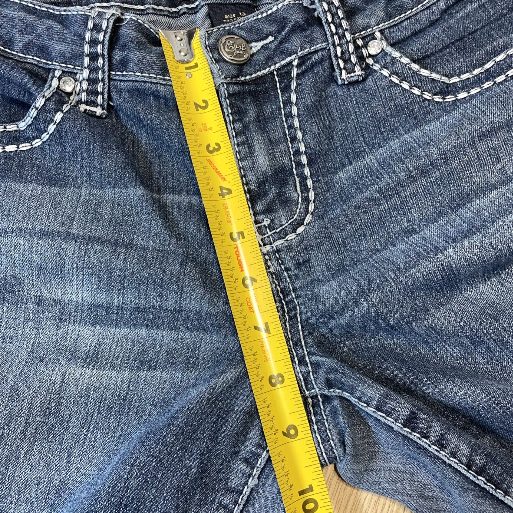 Vintage EARL Denim Jeans Size 13 Juniors Straight Blue Embossed Pockets Womens Size 34" / US 12 / IT 48 - 5 Thumbnail