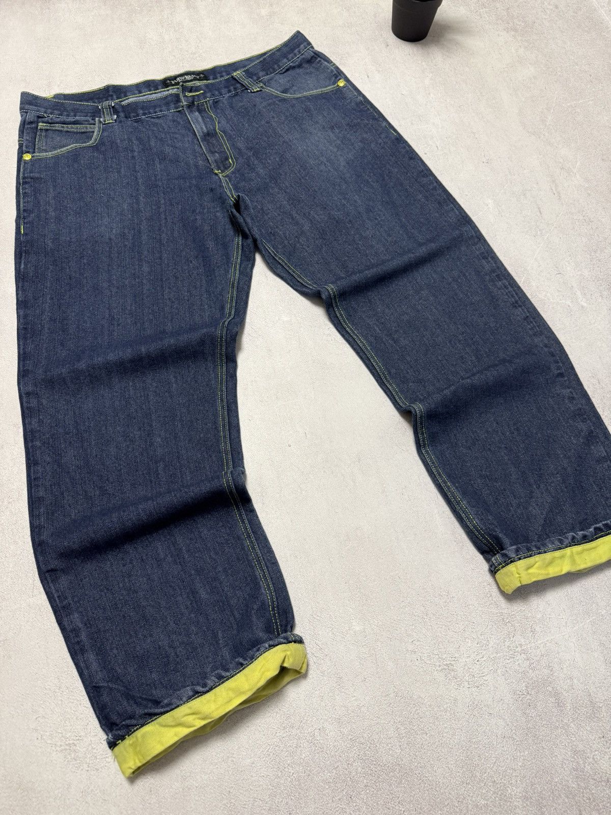 Japanese Brand × Vintage Vintage Raw Blue Jeans Denim Pants Japanese Ed Hardy style Size US 42 / EU 58 - 6 Thumbnail