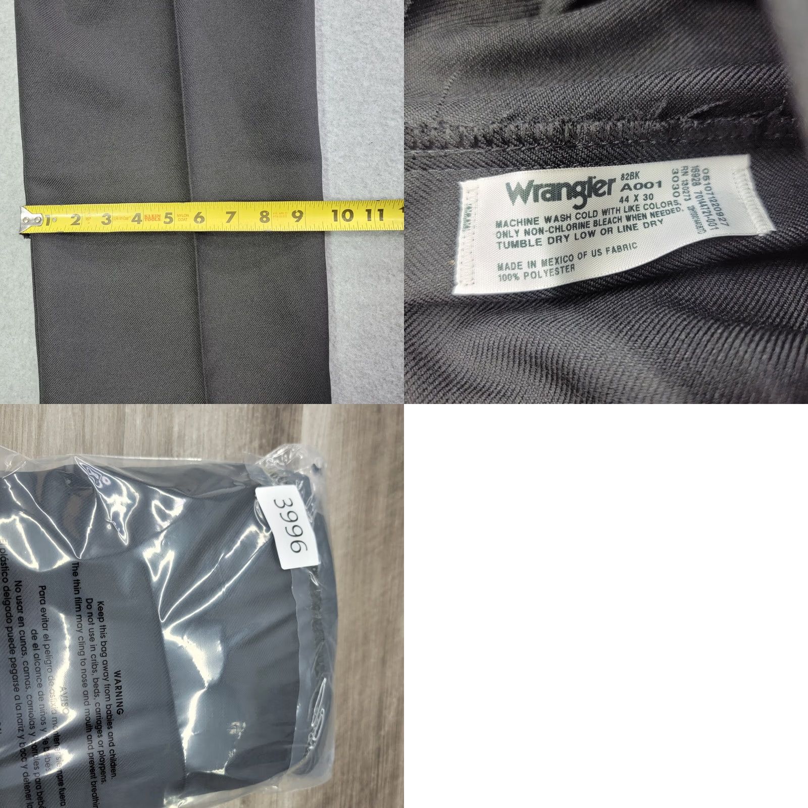 Wrangler VINTAGE Wrangler Jeans Mens W44 L30 Black Wrancher Trousers 82BK Polyester 90s Retro USA Size US 44 / EU 60 - 9 Thumbnail