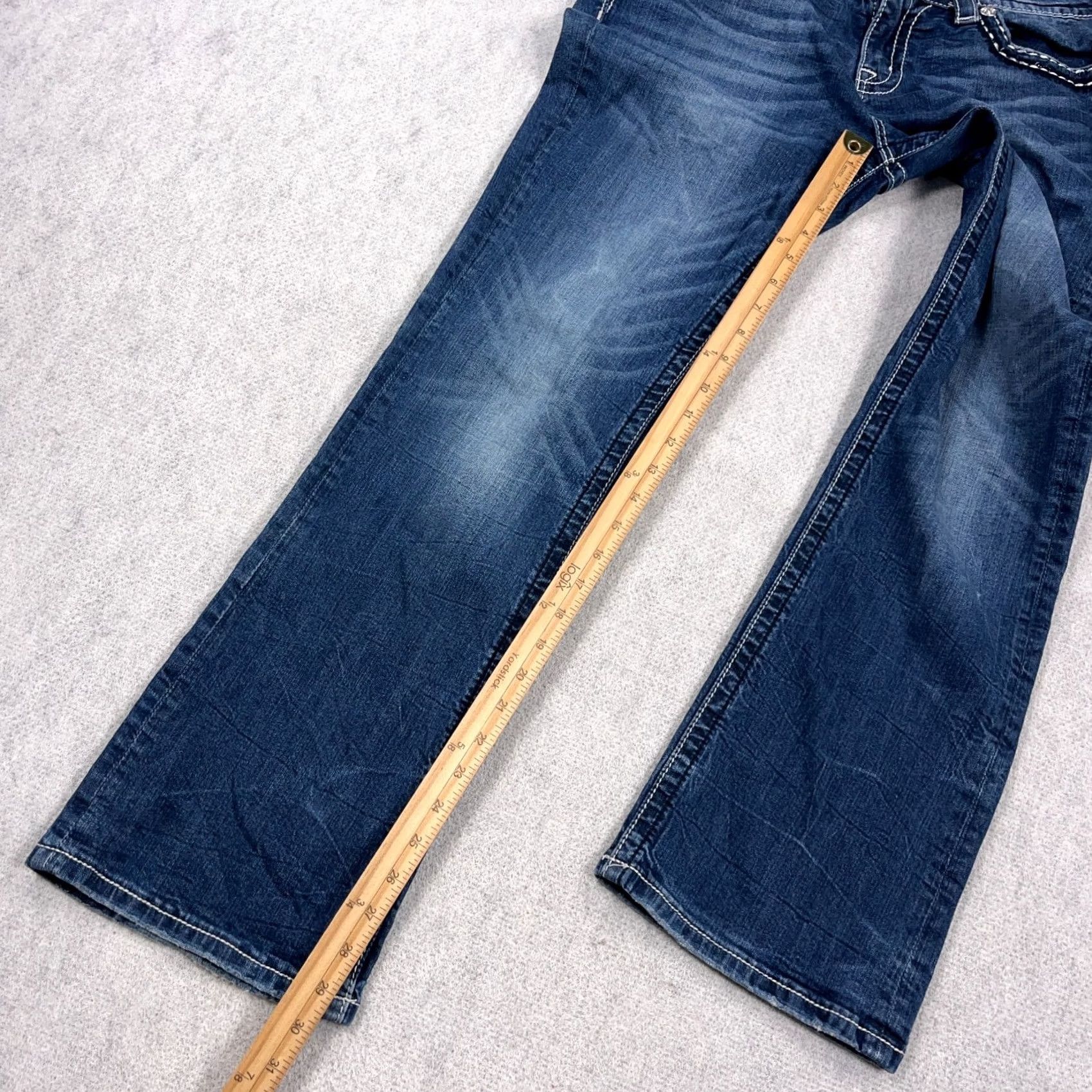 Miss Me Miss Me Women Jeans Bootcut Blue Medium Wash Embellished 30 Size 30" / US 8 / IT 44 - 6 Thumbnail