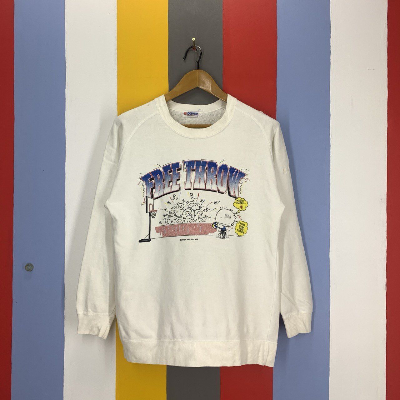 Japanese Brand × Vintage 90s Vintage DUPER FIVE Free Throw Sweatshirt #2481/AN Size US S / EU 44-46 / 1 - 1 Thumbnail