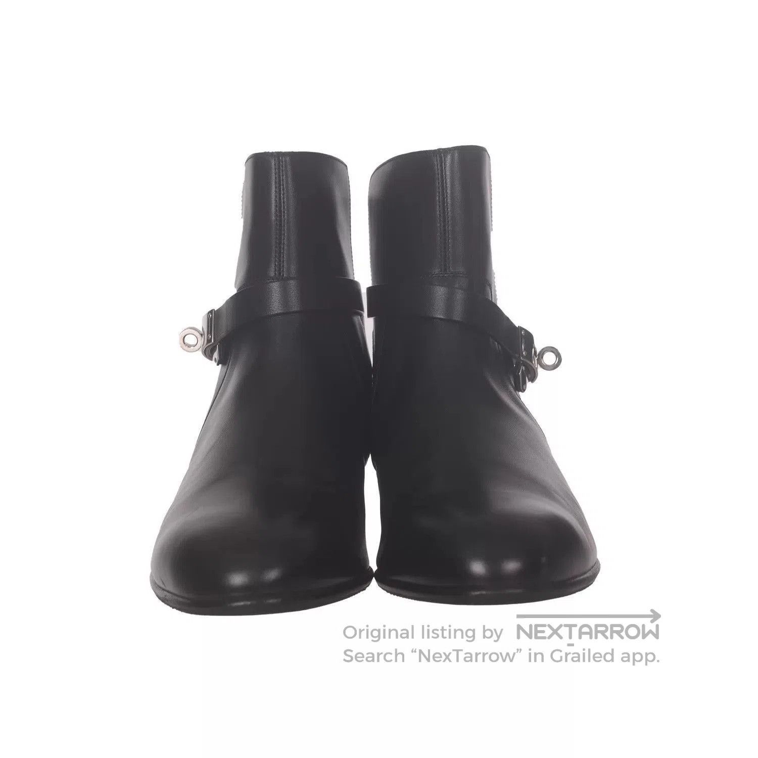 Hermes Black Leather Ankle Boots with Buckle Accent. Size US 8 / EU 41 - 2 Thumbnail
