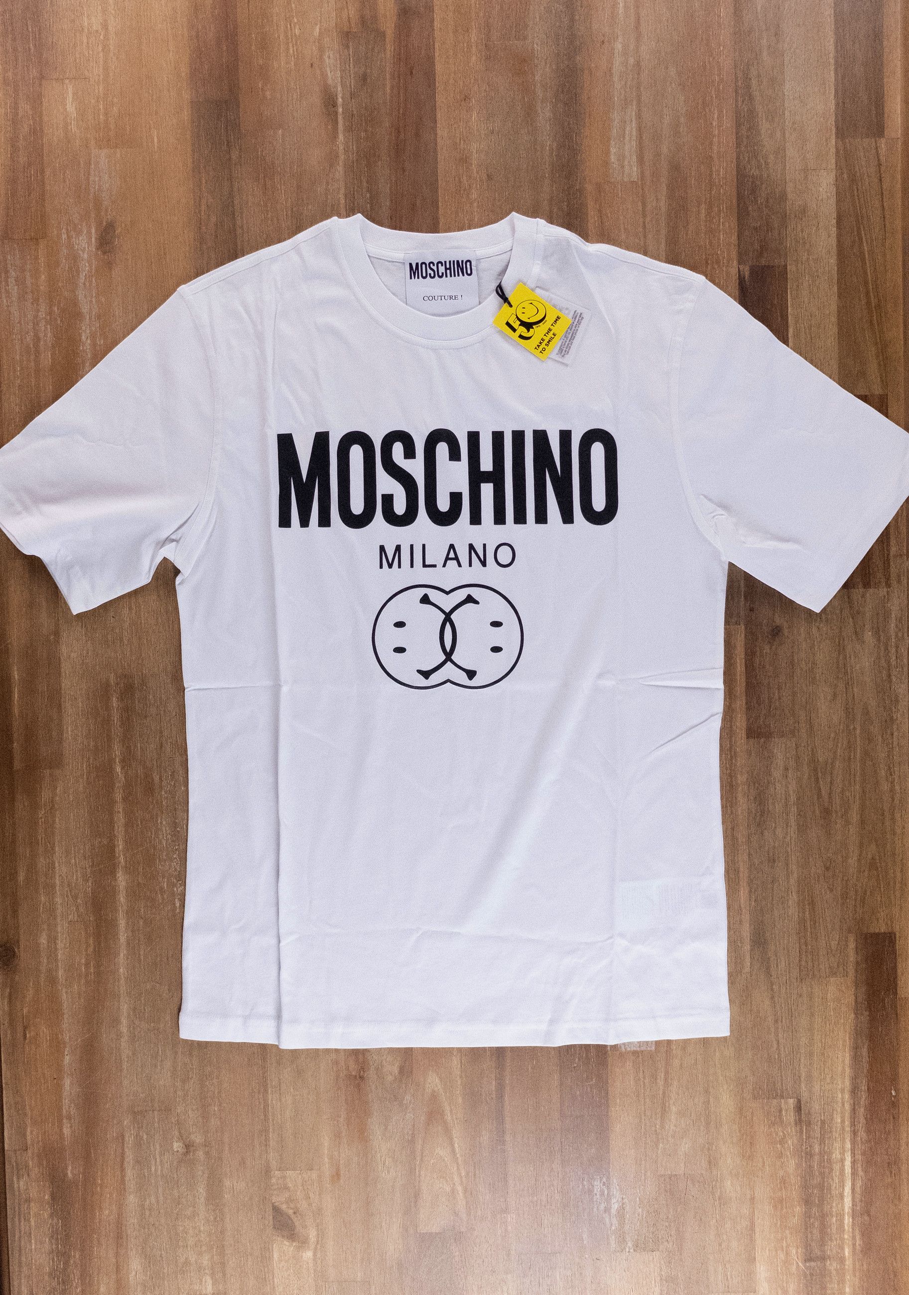 MOSCHINO Couture white Smiley & logo print t-shirt XL 52