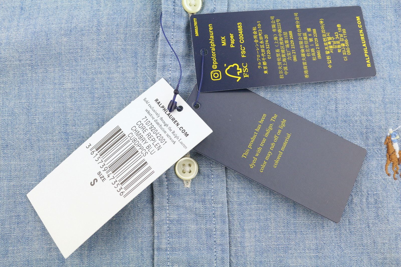 Ralph Lauren CORE REPLEN S Blue Faded Button-Down Custom Fit 86996 Size US S / EU 44-46 / 1 - 8 Thumbnail