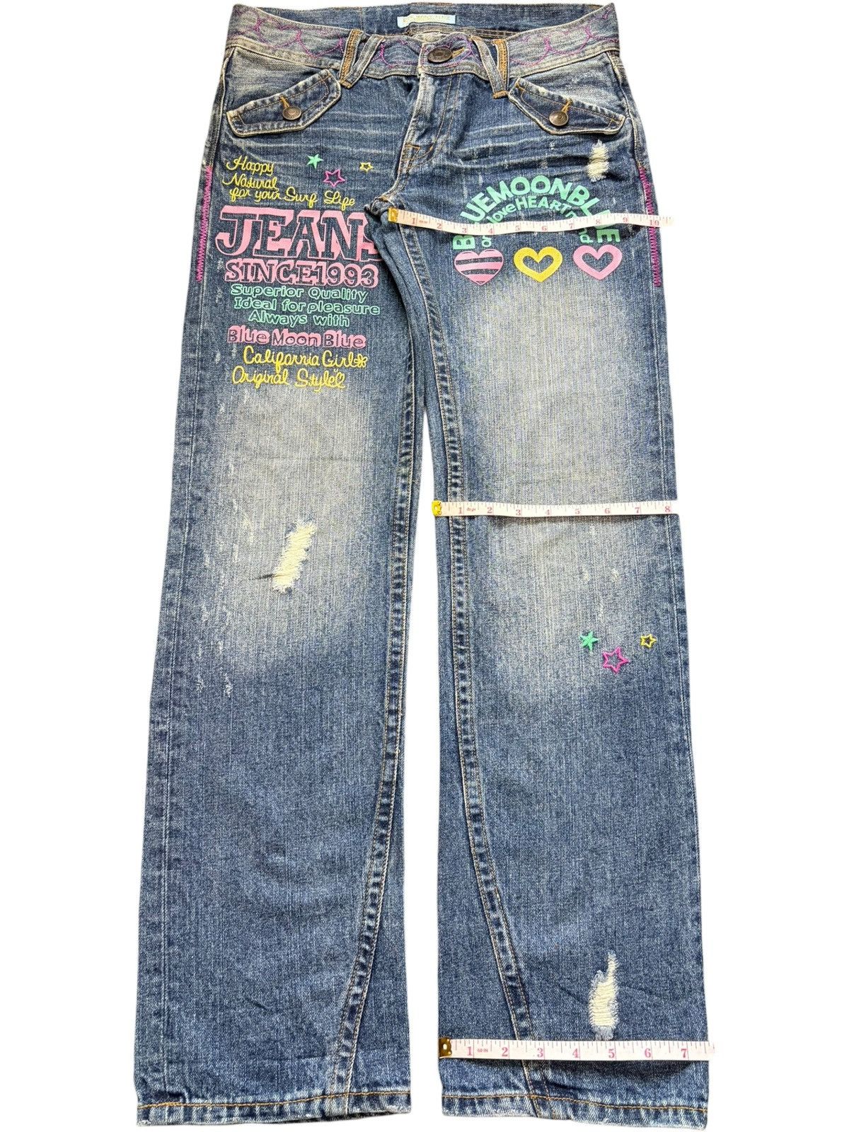 Dsquared2 Vintage Bluemoon Printed Design Distressed Jeans Size 31" - 8 Thumbnail