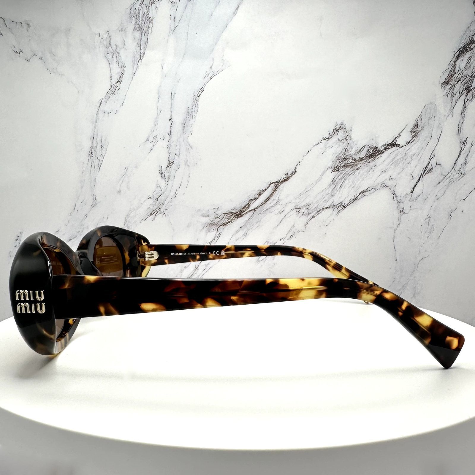 Miu Miu New MIU MIU Sunglasses Brown Tortoise Oval Womens Reverie Size ONE SIZE - 12 Thumbnail