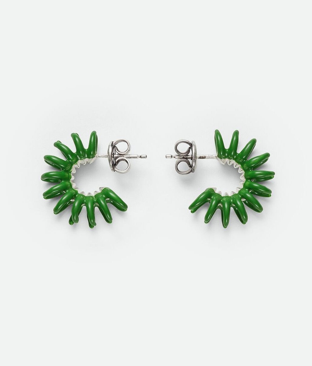 Bottega Veneta BOTTEGA VENETA Spine parakeet green enameled hoop earrings q Size ONE SIZE - 1 Thumbnail