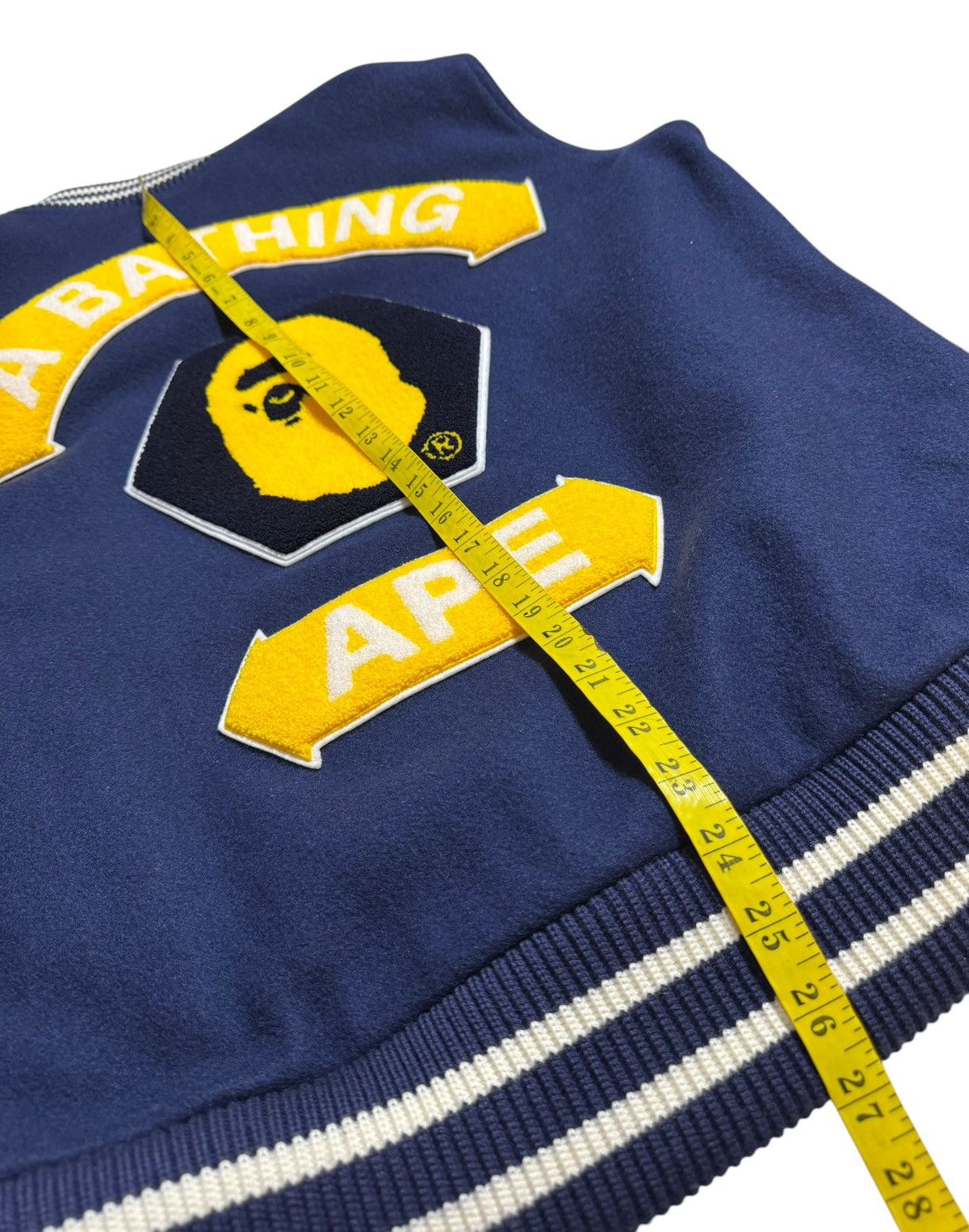 Bape BAPE Varsity Jacket Navy/White Size US M / EU 48-50 / 2 - 5 Thumbnail