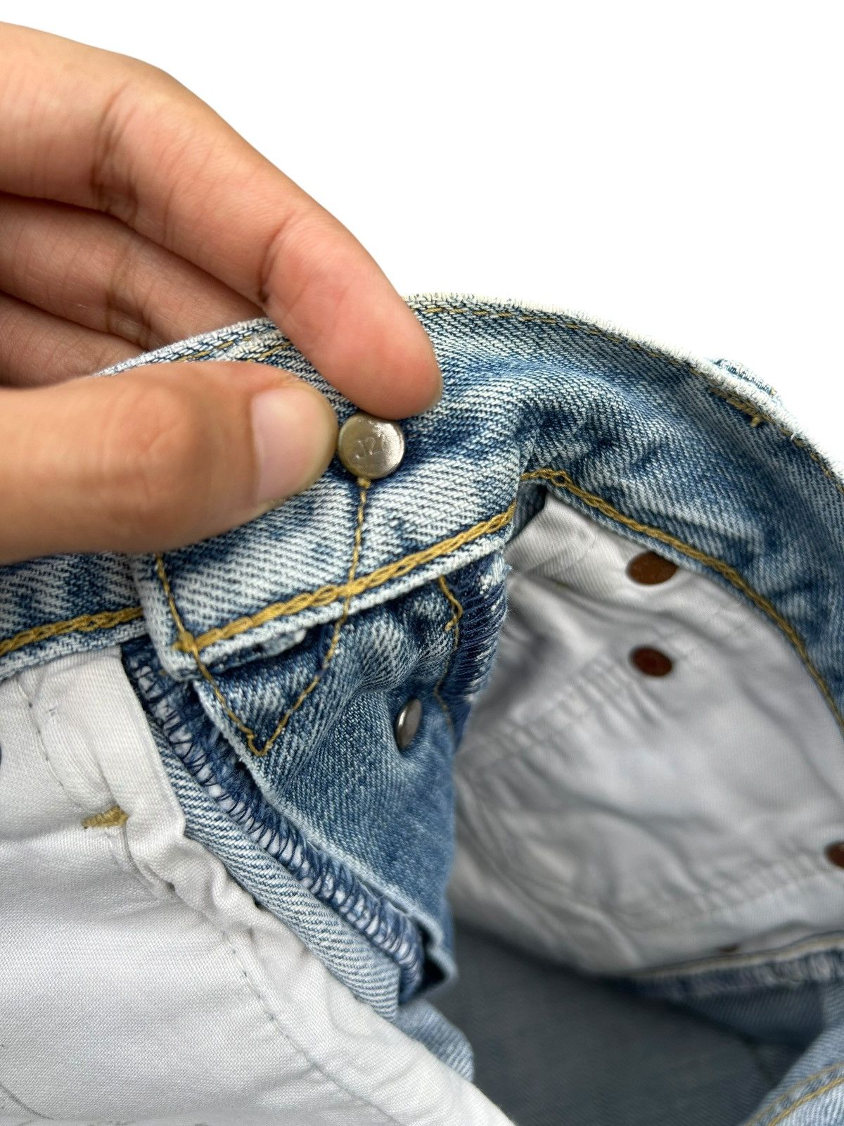 Kapital Vintage Levis Big E Selvedge Distressed Repair Denim Jeans Size US 31 - 7 Thumbnail