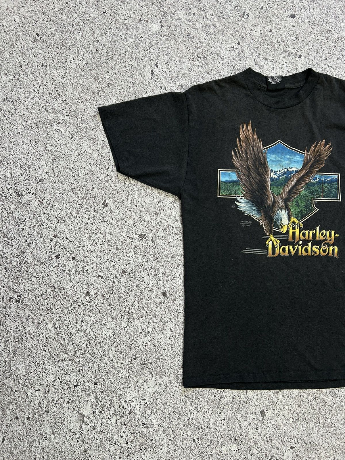 Harley Davidson × Vintage Rare Vintage Harley Davidson 3D Emblem 1990 Eagle USA Tee Size US XL / EU 56 / 4 - 3 Thumbnail