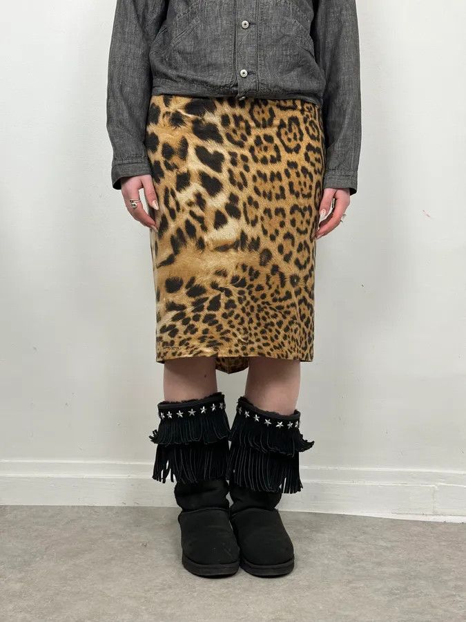 Roberto Cavalli AW2003 Roberto Cavalli Leopard Wool Skirt Size 28" / US 6 / IT 42 - 1 Thumbnail
