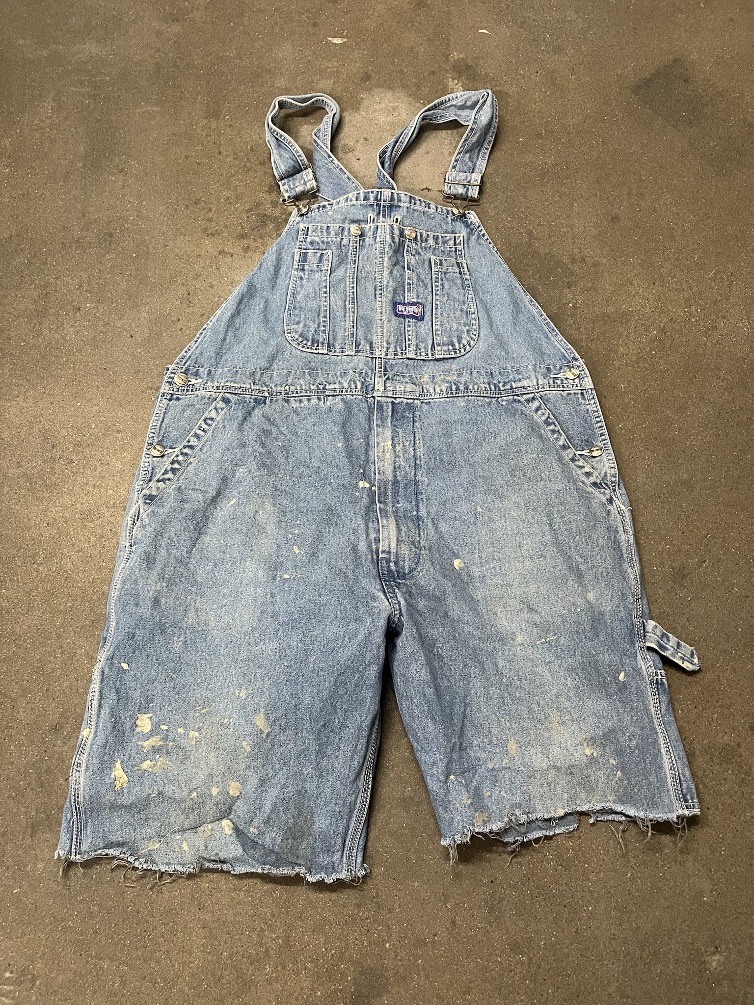Carhartt × Vintage Vintage 1990s Big Smith Light Wash Denim Overall Shorts Size XL Size US XL / EU 56 / 4 - 1 Thumbnail