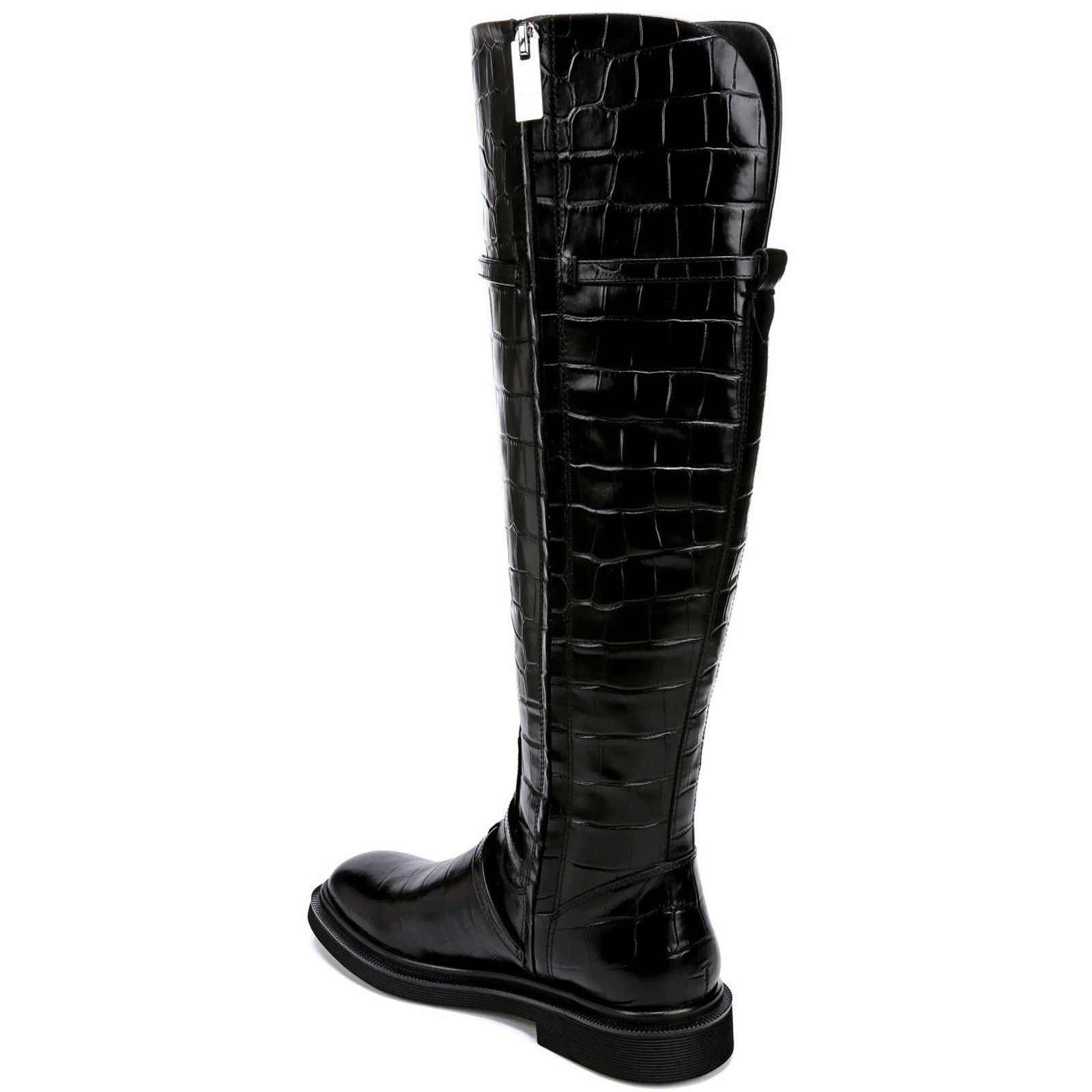Franco Sarto SARTO by Franco Sarto Black Croc Embossed Leather Boots Size US 8 / IT 38 - 10 Thumbnail
