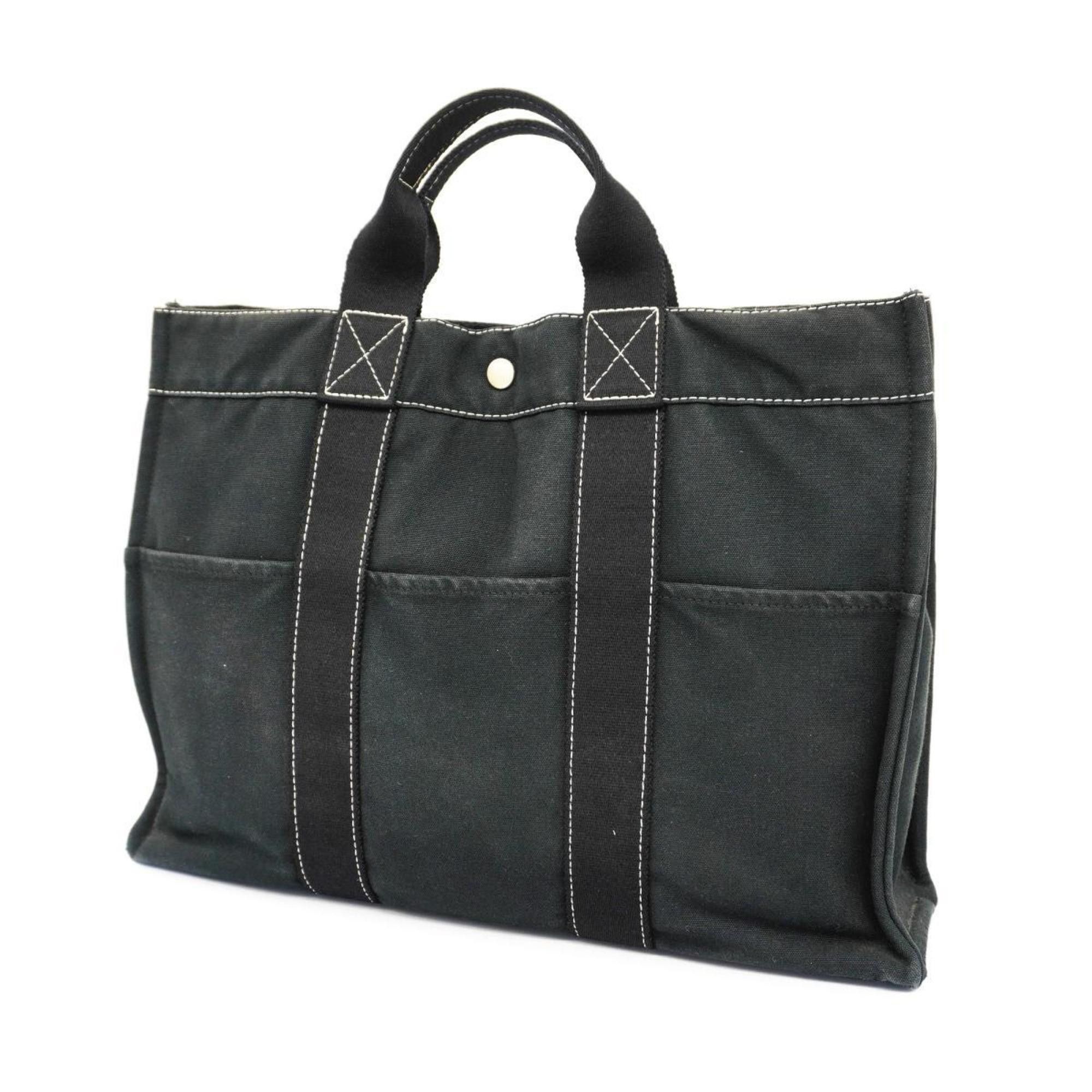 image of Hermes Tote Bag Deauville Mm Canvas Black Women's