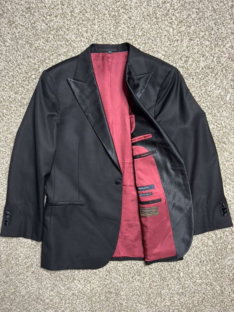 Suitsupply Suitsupply Perennial Black Wool Tuxedo Jacket - 44S Size 44S - 2 Thumbnail