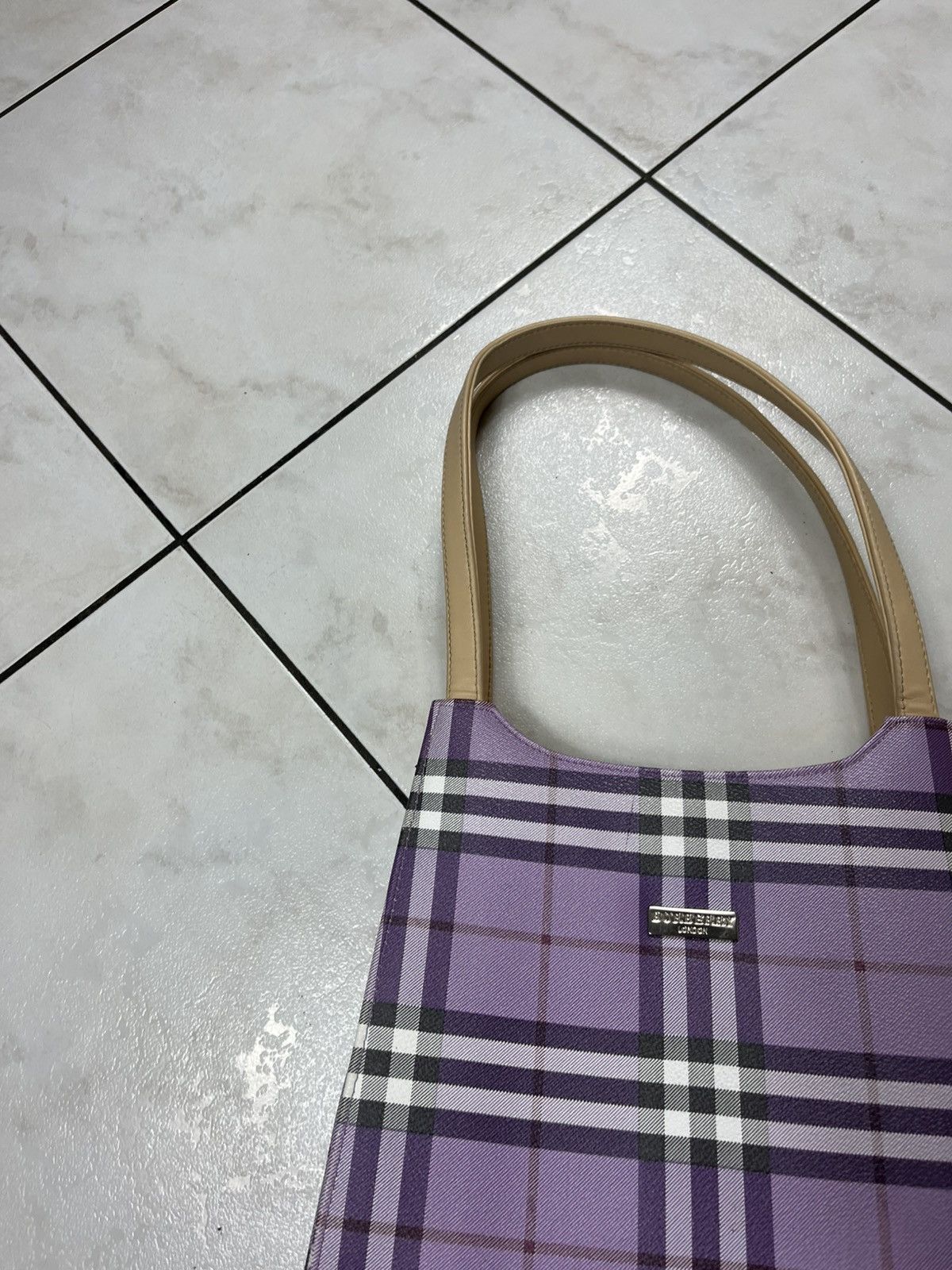 Vintage Burberry 90s leather big bag handbag nova checked